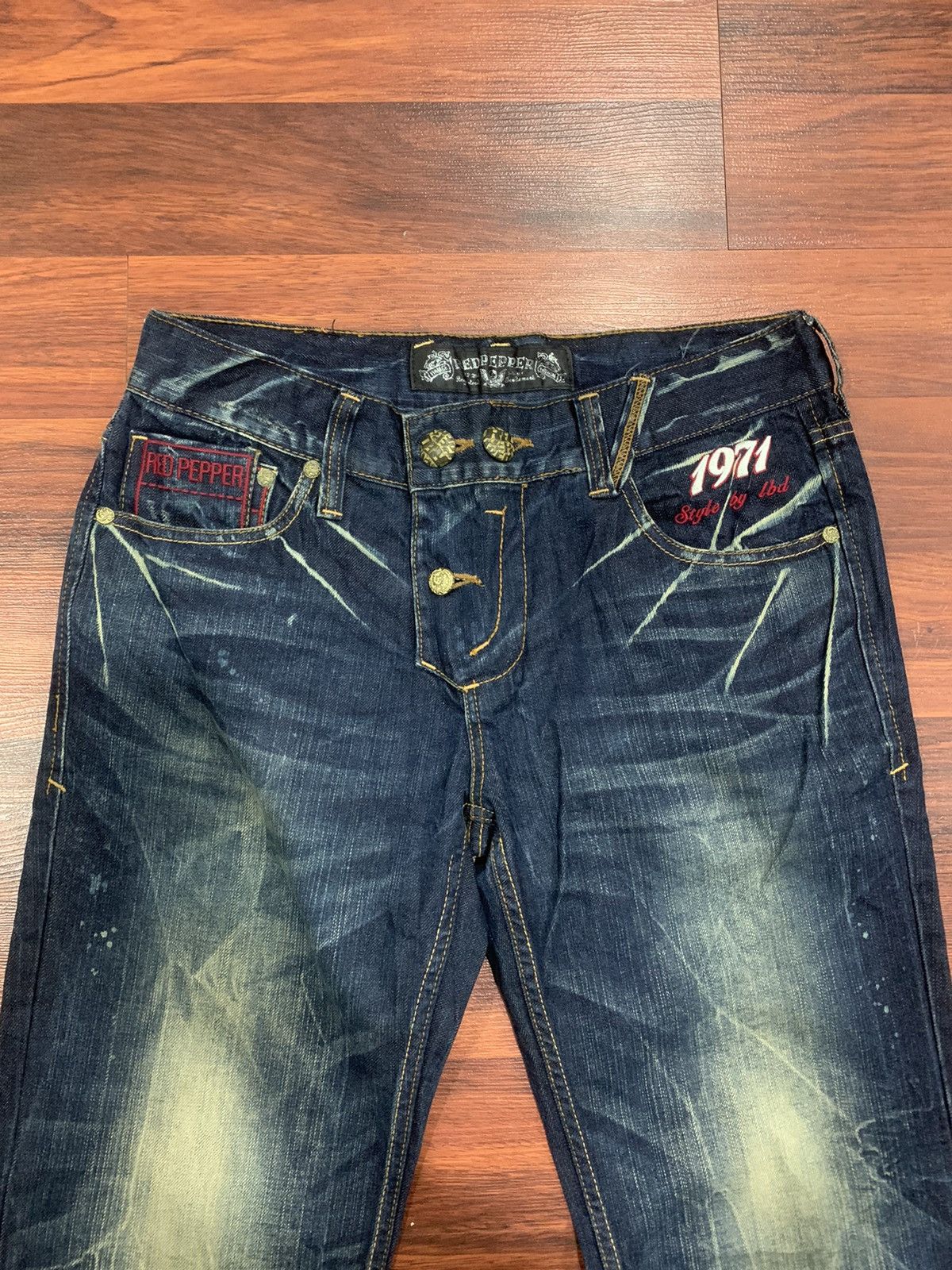 If Six Was Nine Red Pepper Embroidered Jeans Pants Size US 34 / EU 50 - 7 Thumbnail