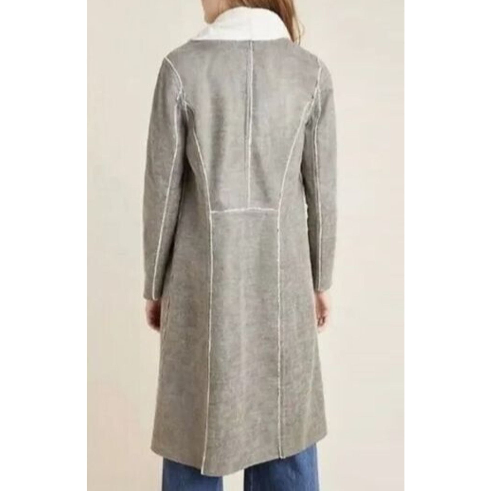 Anthropologie NEW AMADI Anthropologie Camilla Gray Sueded Coat Jacket Sz S Size S / US 4 / IT 40 - 3 Thumbnail