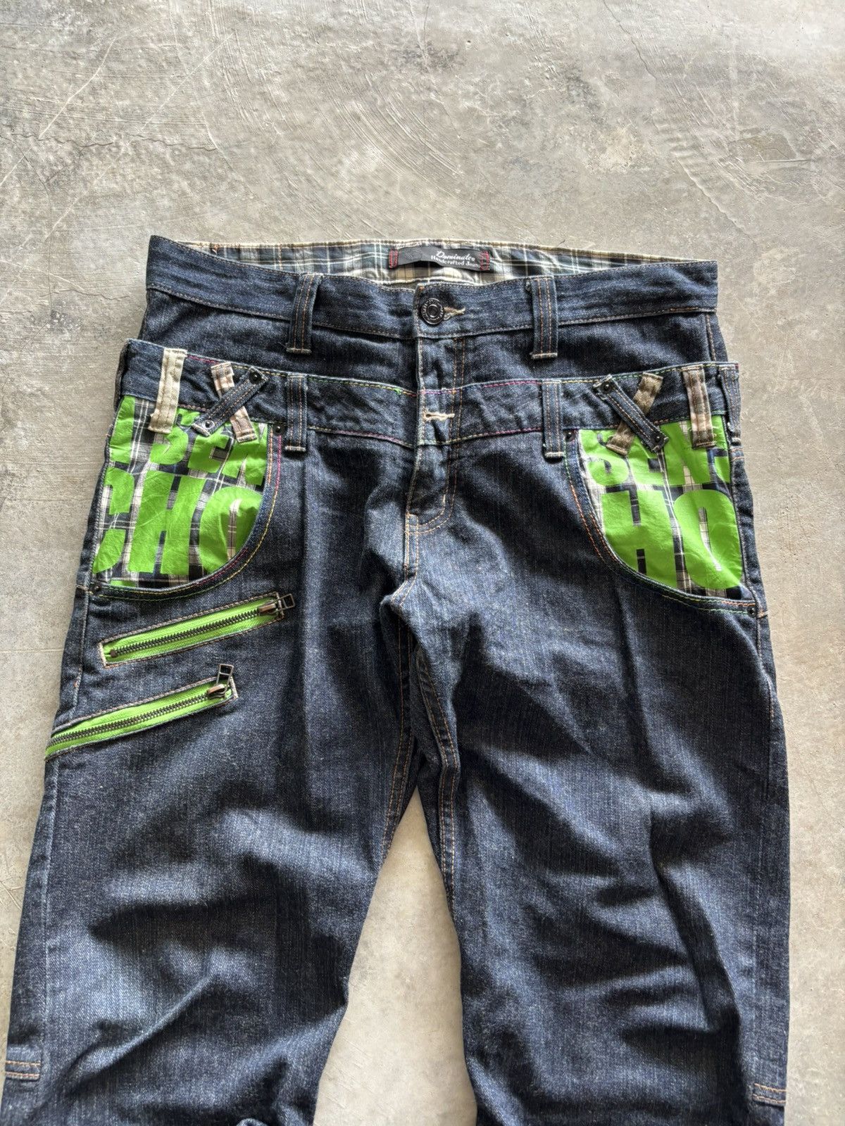 If Six Was Nine TWIST CURVE DOUBLE WAIST DOMINATE PUNK GOTH ZIPPER Size US 35 - 2 Thumbnail