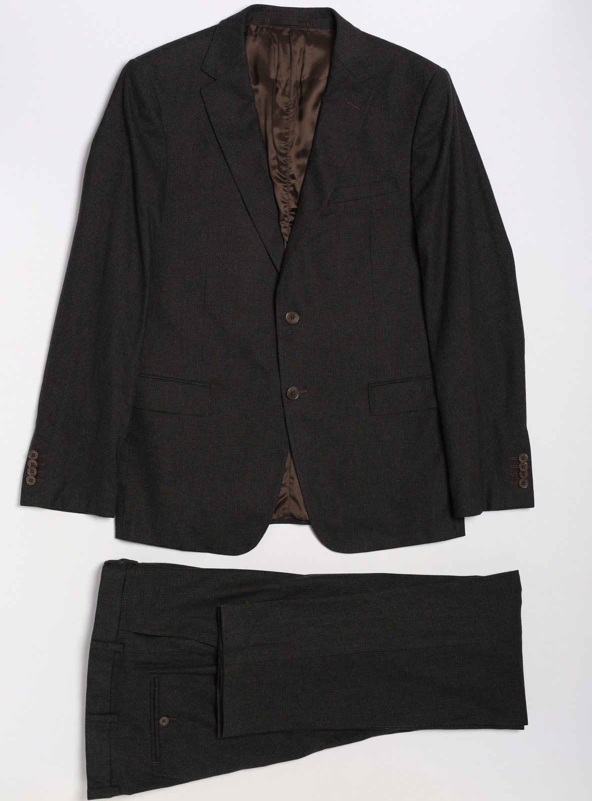 Ermenegildo Zegna Ermenegildo Zegna Brown Abito Suit Wool Cotton Blazer Pants Size 44R - 2 Thumbnail
