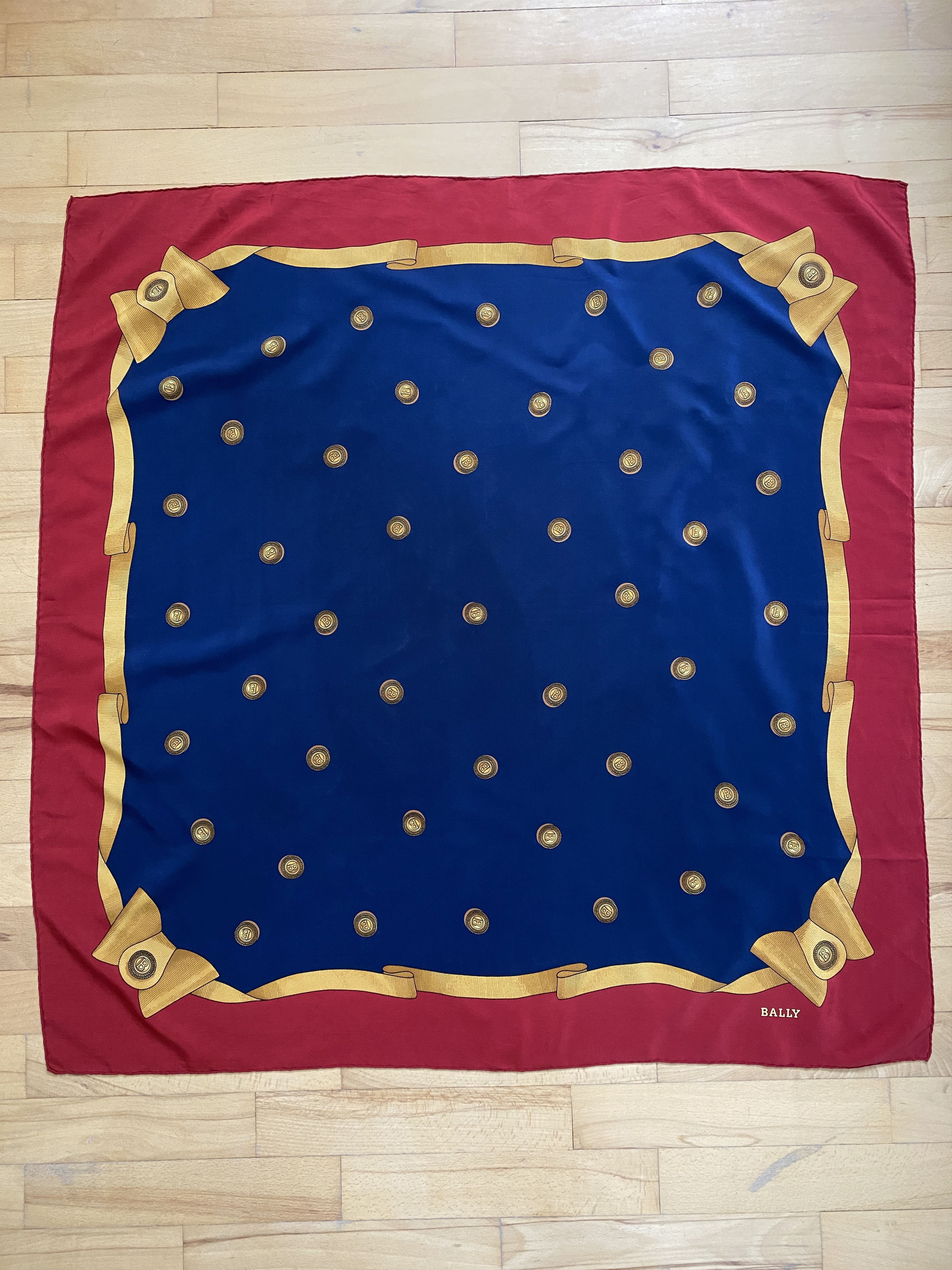 Bally × Vintage Vintage Bally Coin Monogram Silk Scarf Size ONE SIZE - 1 Thumbnail