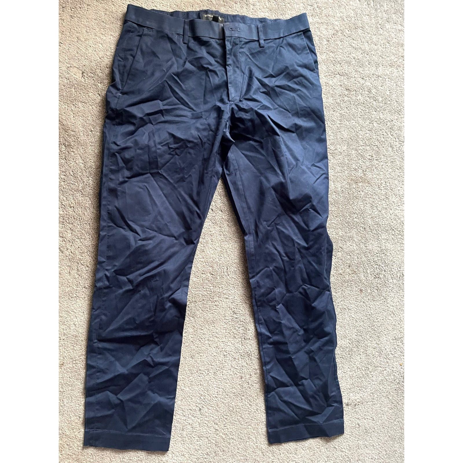 Banana Republic Banana Republic Mens Pants Dress Pants Slim Fit 35x32 Blue Polyester Blend Cotton 35 Slimming Size US 35 - 2 Thumbnail