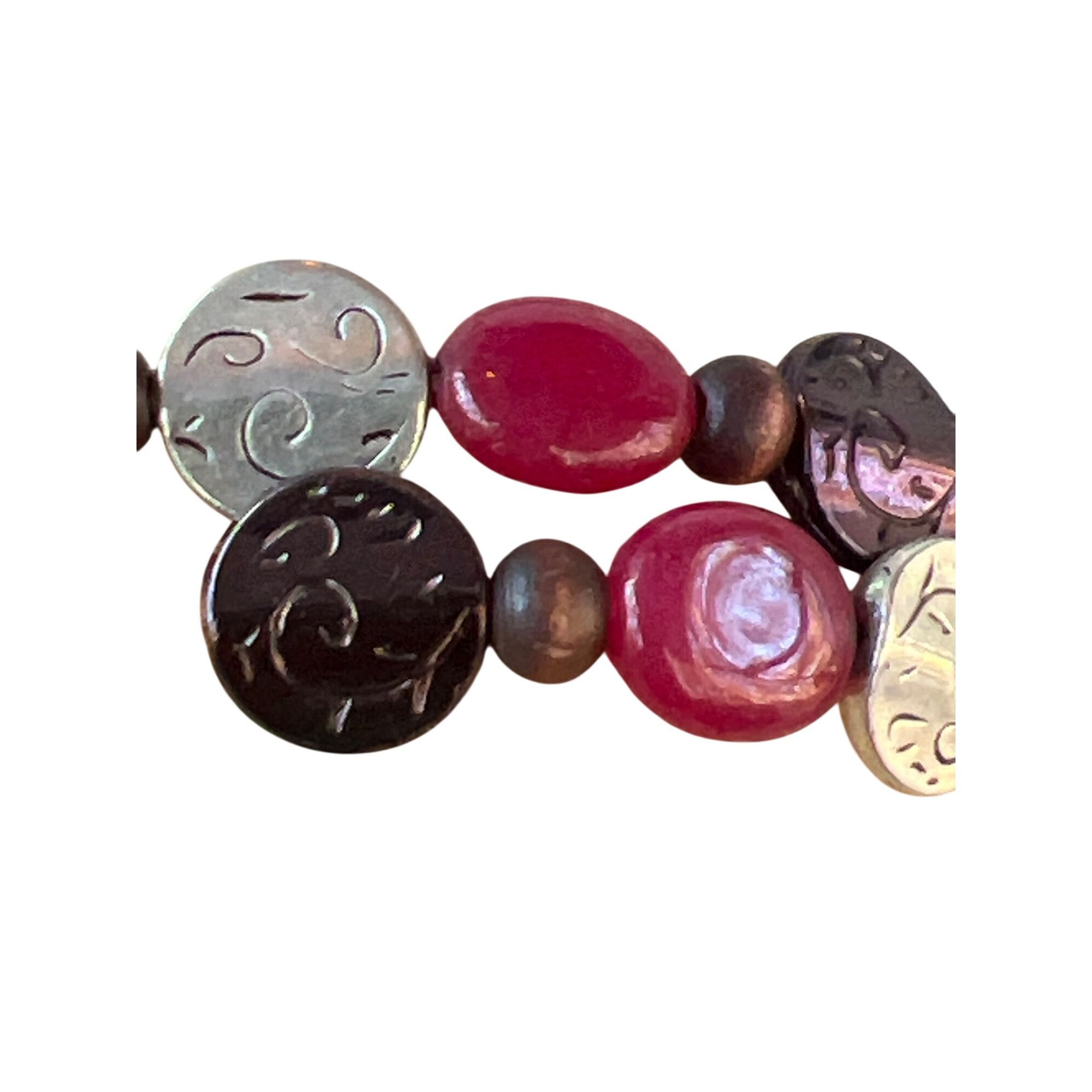 Other Set of 2 Multi Color Glass Beaded Stretch Bracelets Ceramic Size ONE SIZE - 2 Thumbnail