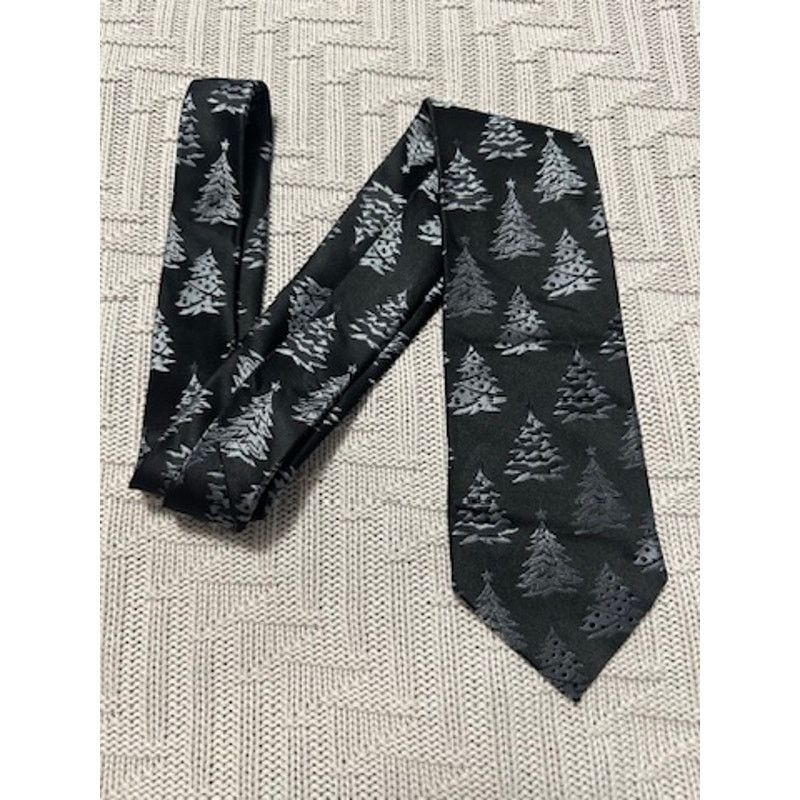 Other Black and Silver Christmas tree novelty silk tie NWT Size ONE SIZE - 1 Thumbnail