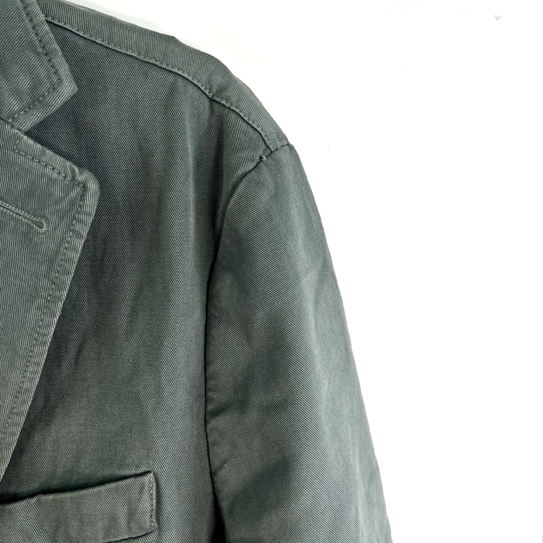Olive Hugh & Crye Cotton Blazer Mens XL Olive Green Blazer Shirt Jacket +Denim+Notch Lapel Two-Button 46 Chest Regular Fit Vintage: No Size 46R - 2 Thumbnail