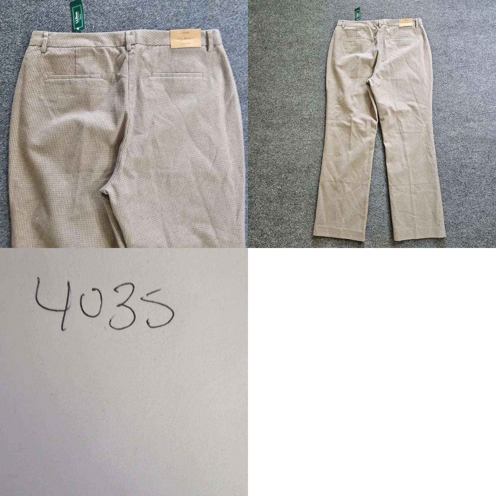 Vintage L.L. Bean Pants Womens 14 Beige Flannel Houndstooth Straight Leg Career Classic Size 36" / US 14 / IT 50 - 9 Thumbnail