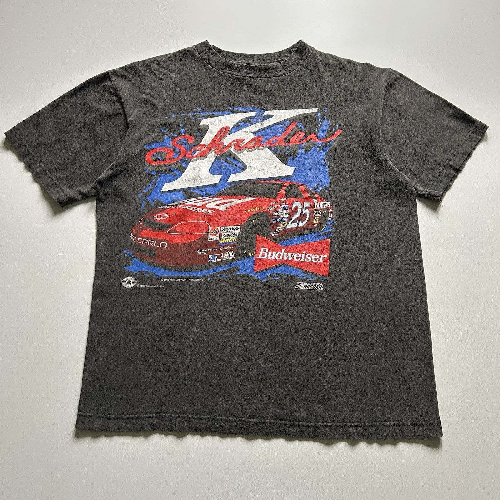 Vintage 90s Ken Schrader Racing Budweiser NASCAR Shirt Large