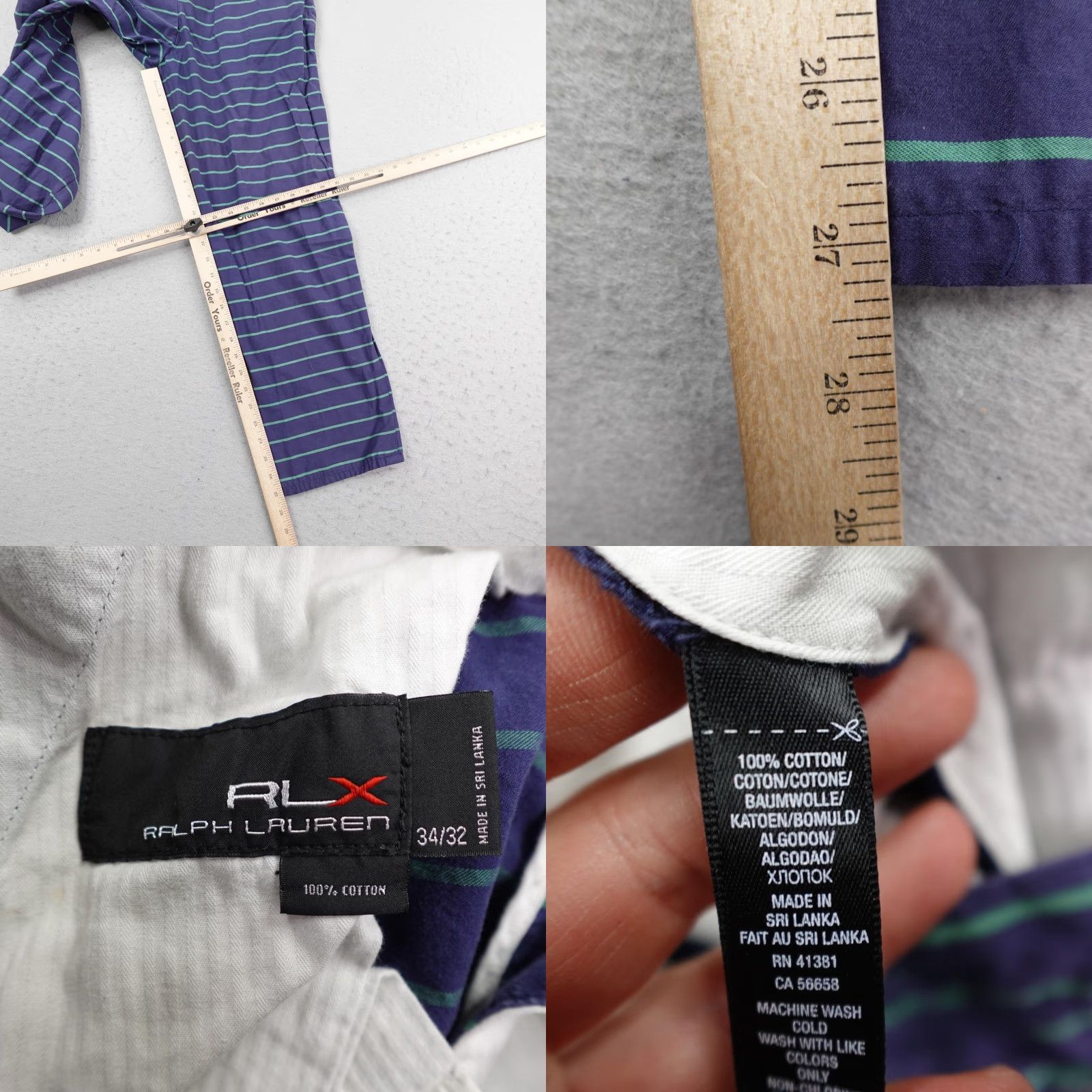 Ralph Lauren RLX Ralph Lauren Pants Mens 34x32 Blue Green Stripes Chino Golf Straight Cotton Size US 34 / EU 50 - 9 Thumbnail