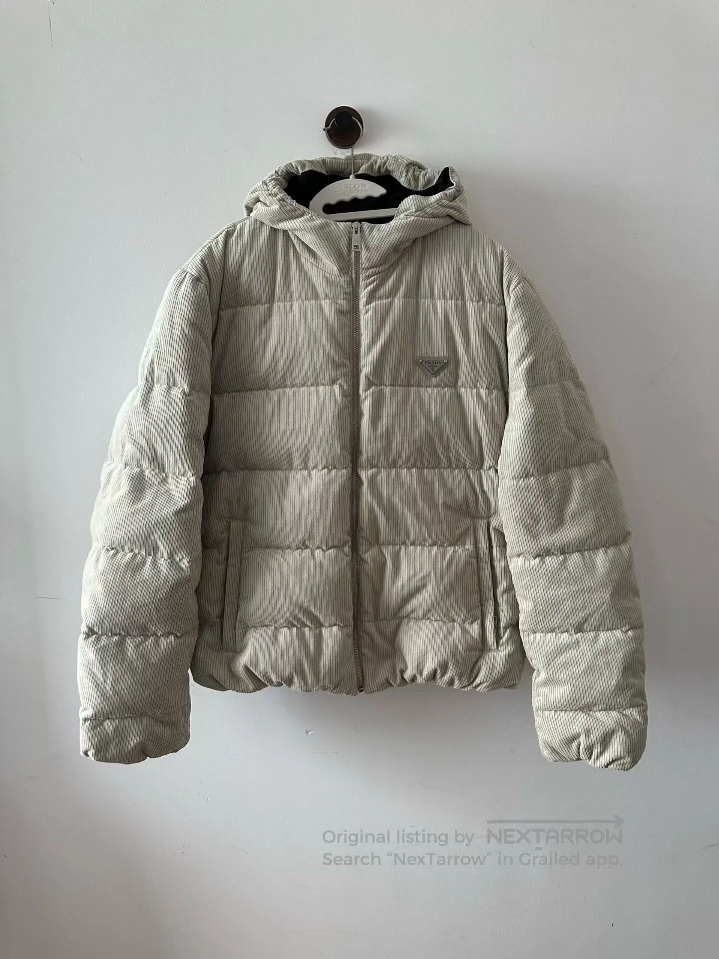 Prada Prada Corduroy Triangle Logo Hooded Down Jacket| Size US L / EU 52-54 / 3 - 1 Thumbnail