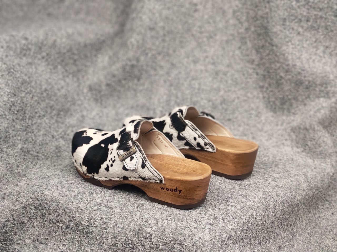 Woody Design Manu Fur W' Leather cowhide Clogs mules Shoes
