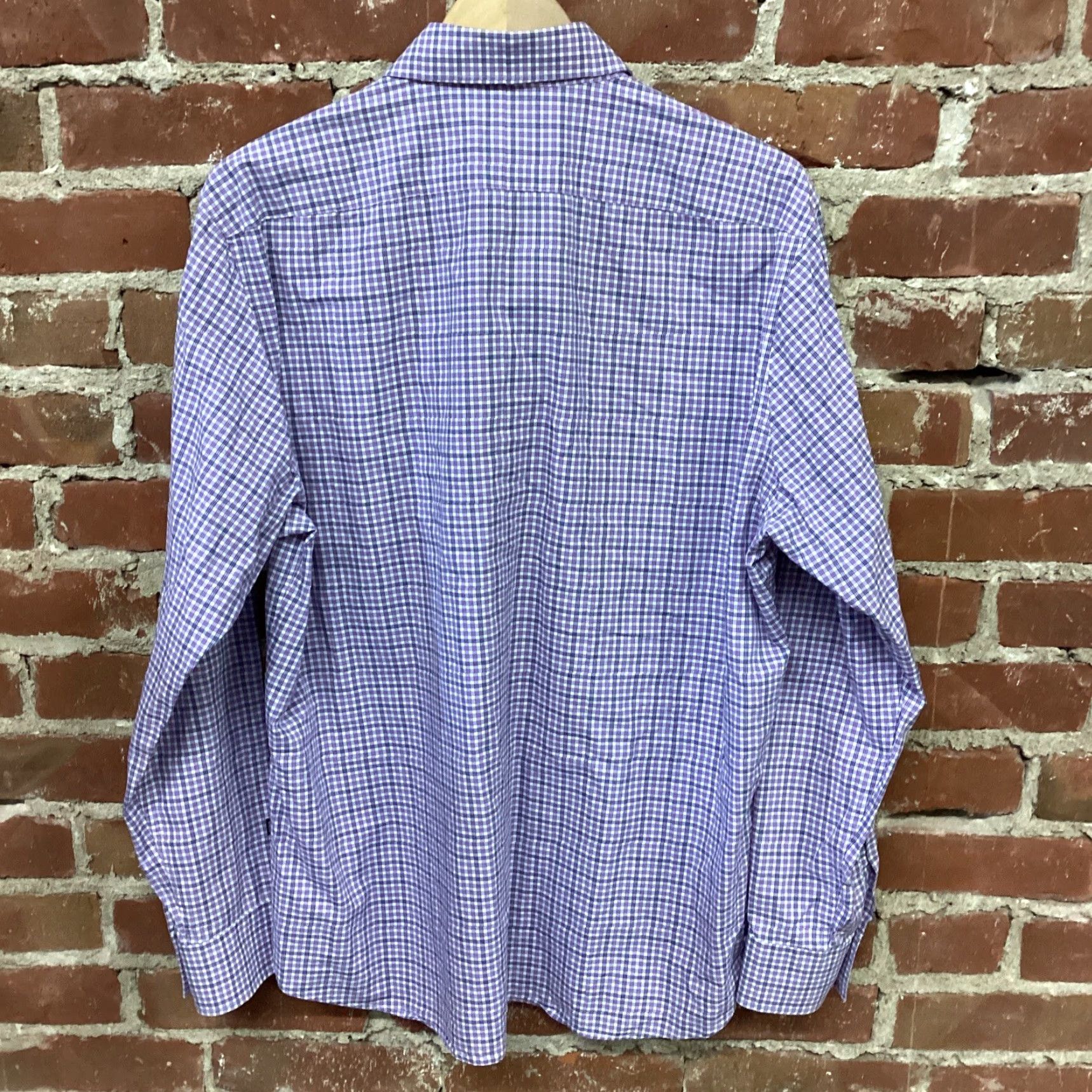 Hugo Boss HUGO BOSS Button-Up Shirt Men XL Purple Cotton Pocket Casual Slim Check Long Sleeve Size US XL / EU 56 / 4 - 3 Thumbnail