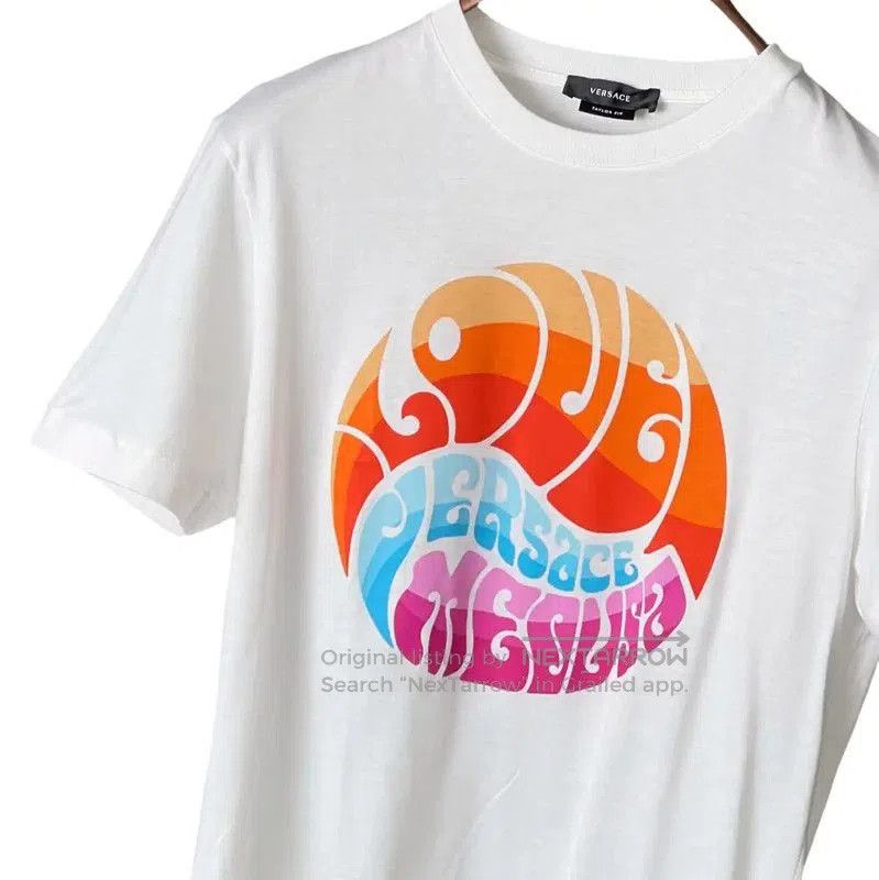 Versace Versace Summer White Logo Cotton T-shirt . Size US S / EU 44-46 / 1 - 4 Thumbnail