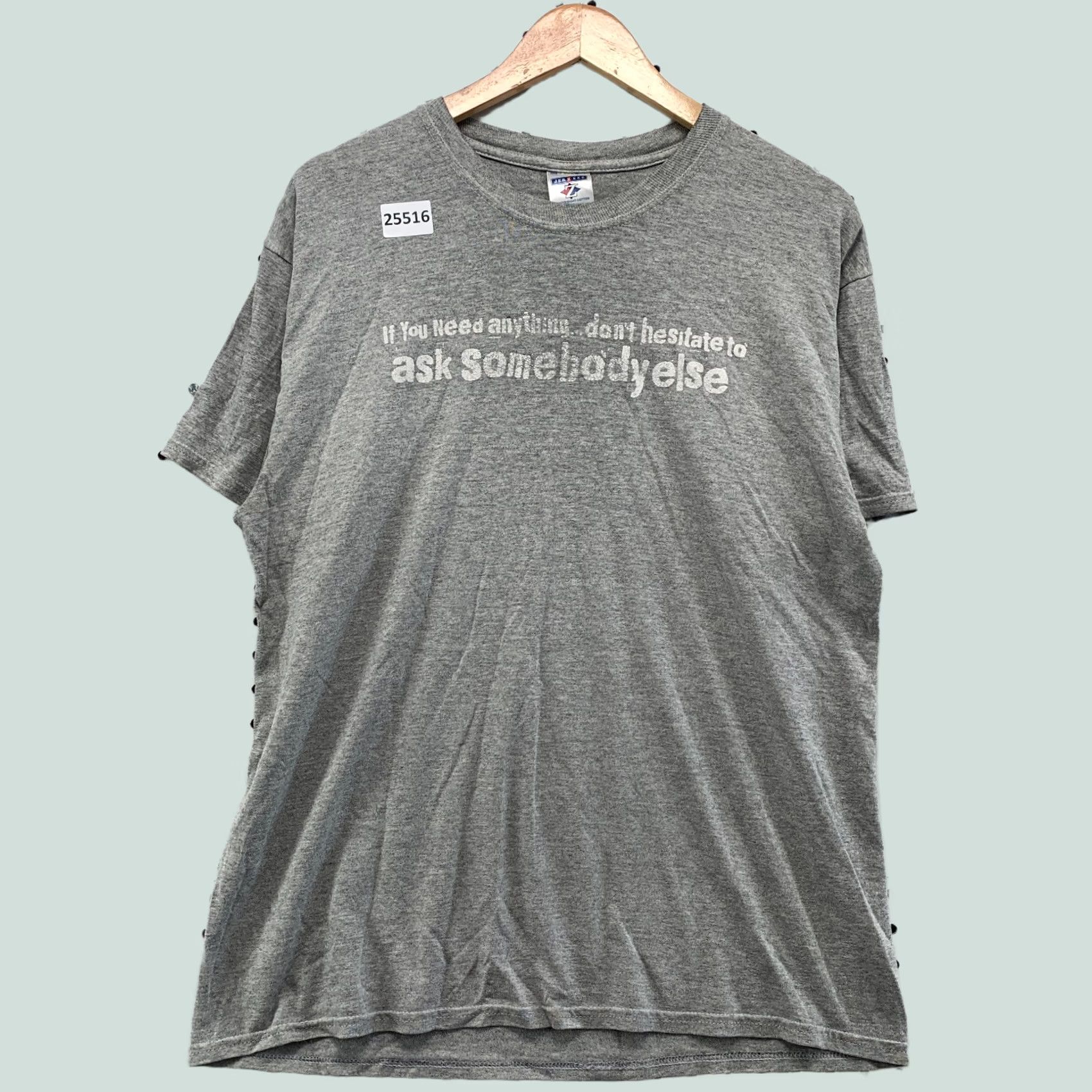 Jerzees Vintage Funny Quote Shirt Gray White ASK SOMBODY ELSE Mens Large 21.5x27.5 Size US L / EU 52-54 / 3 - 1 Thumbnail