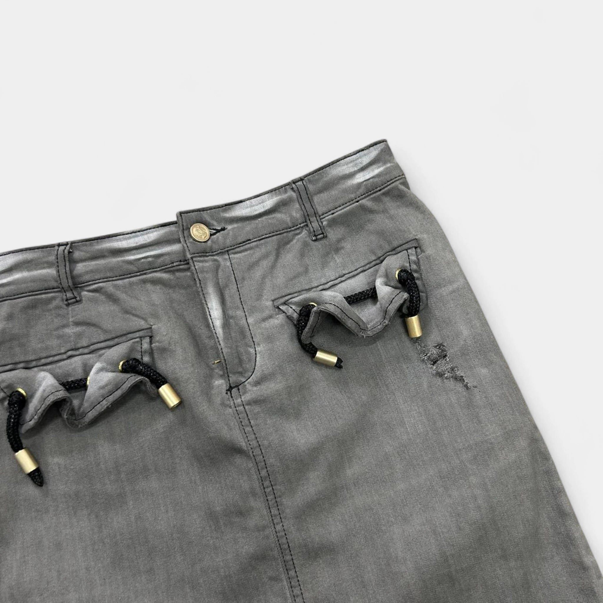 John Galliano Galliano Ropes Denim Mid-Length Skirt Size 29" - 2 Thumbnail