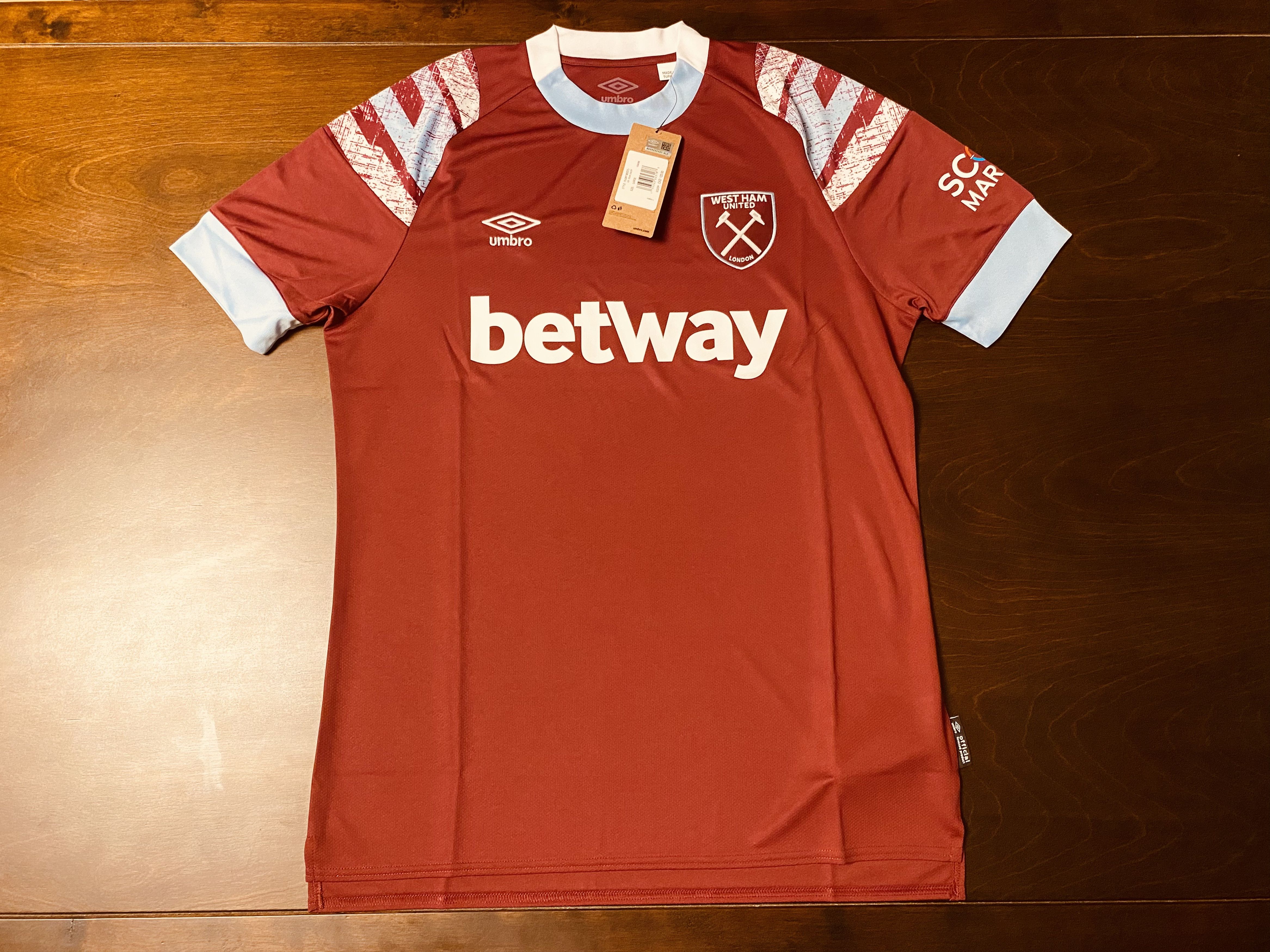 image of Soccer Jersey x Umbro 2022-2023 - West Ham United Home Jersey - Large - in Claret, Men's