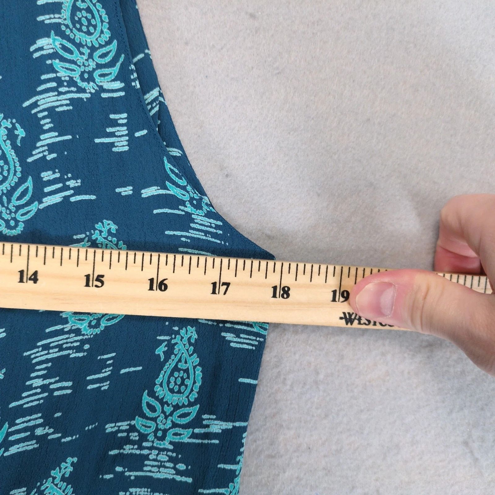 Vintage Kaliko Teal Print Chiffon Crepe Midi Dress, Beachy US 8 Size M / US 6-8 / IT 42-44 - 4 Thumbnail