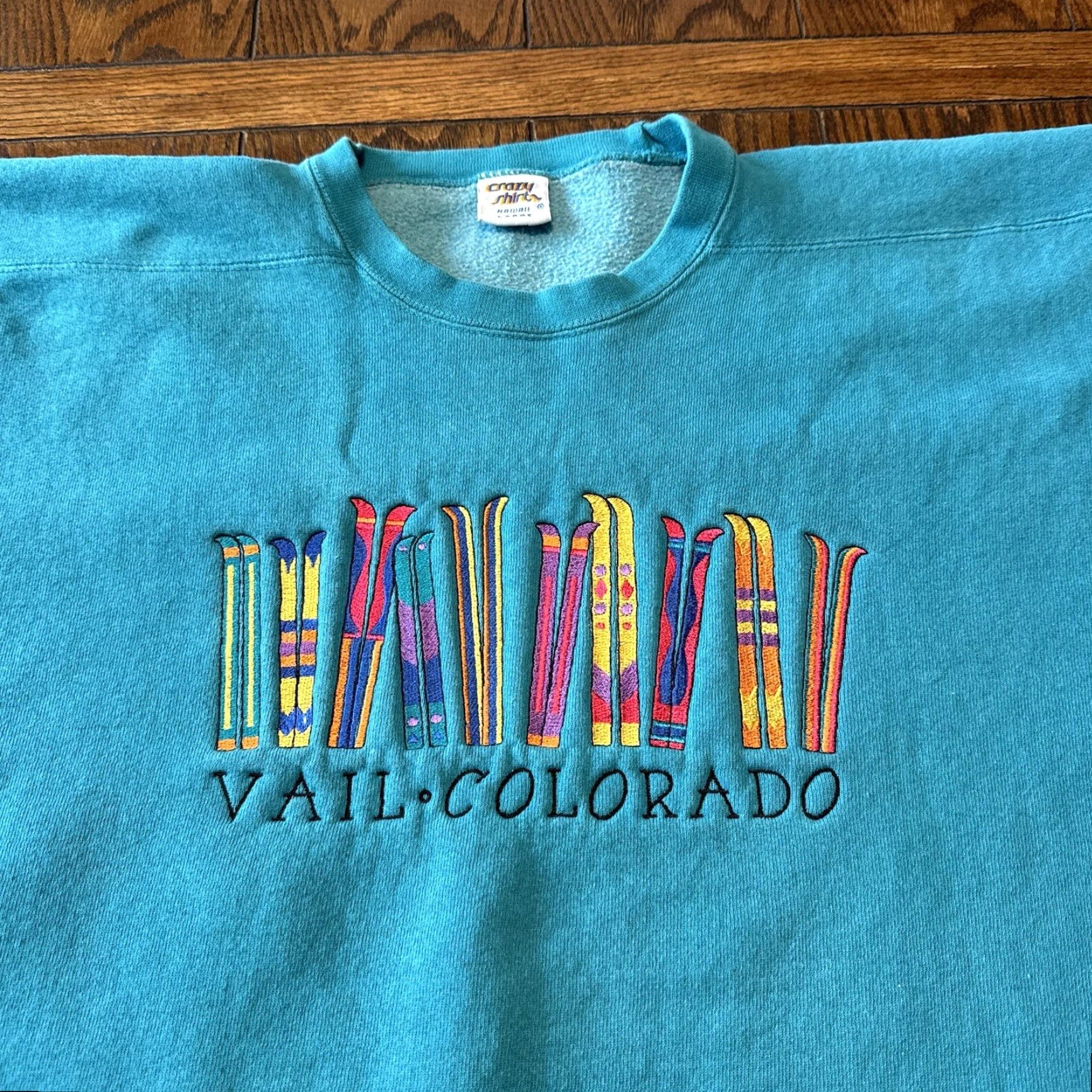 Vintage VINTAGE Crazy Shirts Sweatshirt Teal Ski Graphic Men L Pullover Long Sleeve Crew Neck Cotton Blend Fleece Size US L / EU 52-54 / 3 - 3 Thumbnail