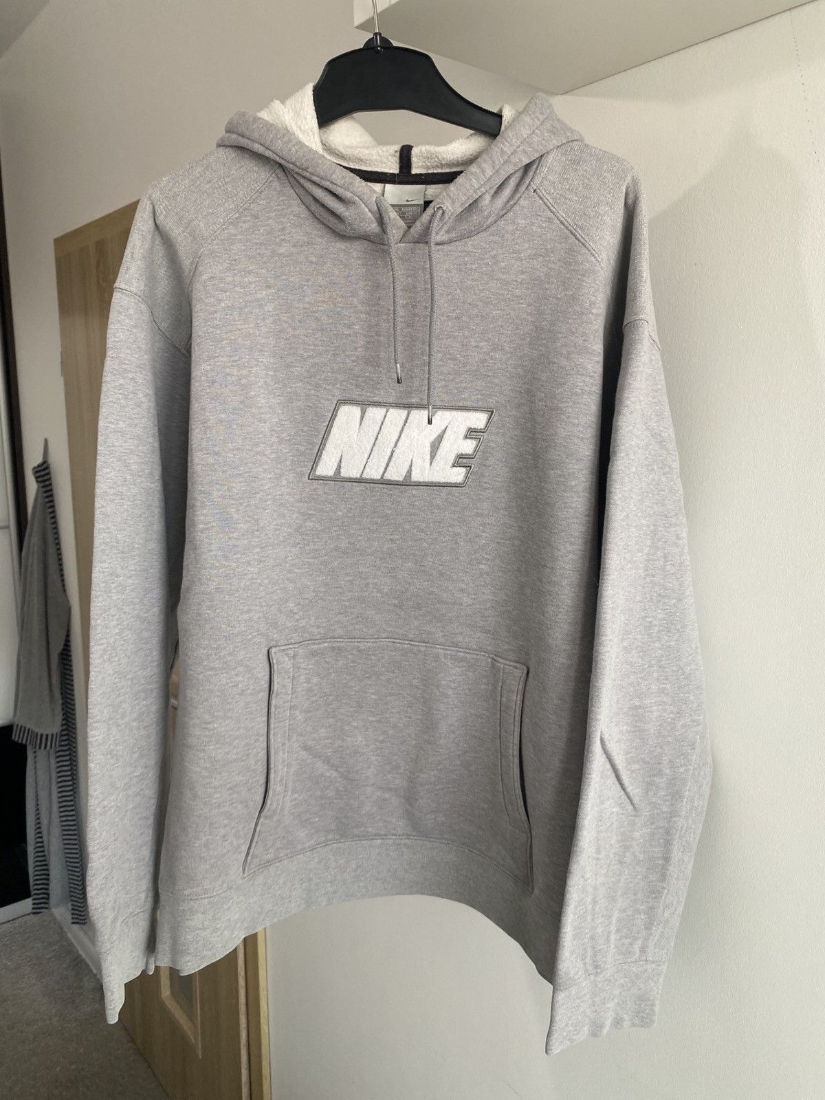 Nike × Vintage Nike Spell out Hoodie boxy fit XL silver tag 00s vintage y2k Size US XL / EU 56 / 4 - 1 Thumbnail