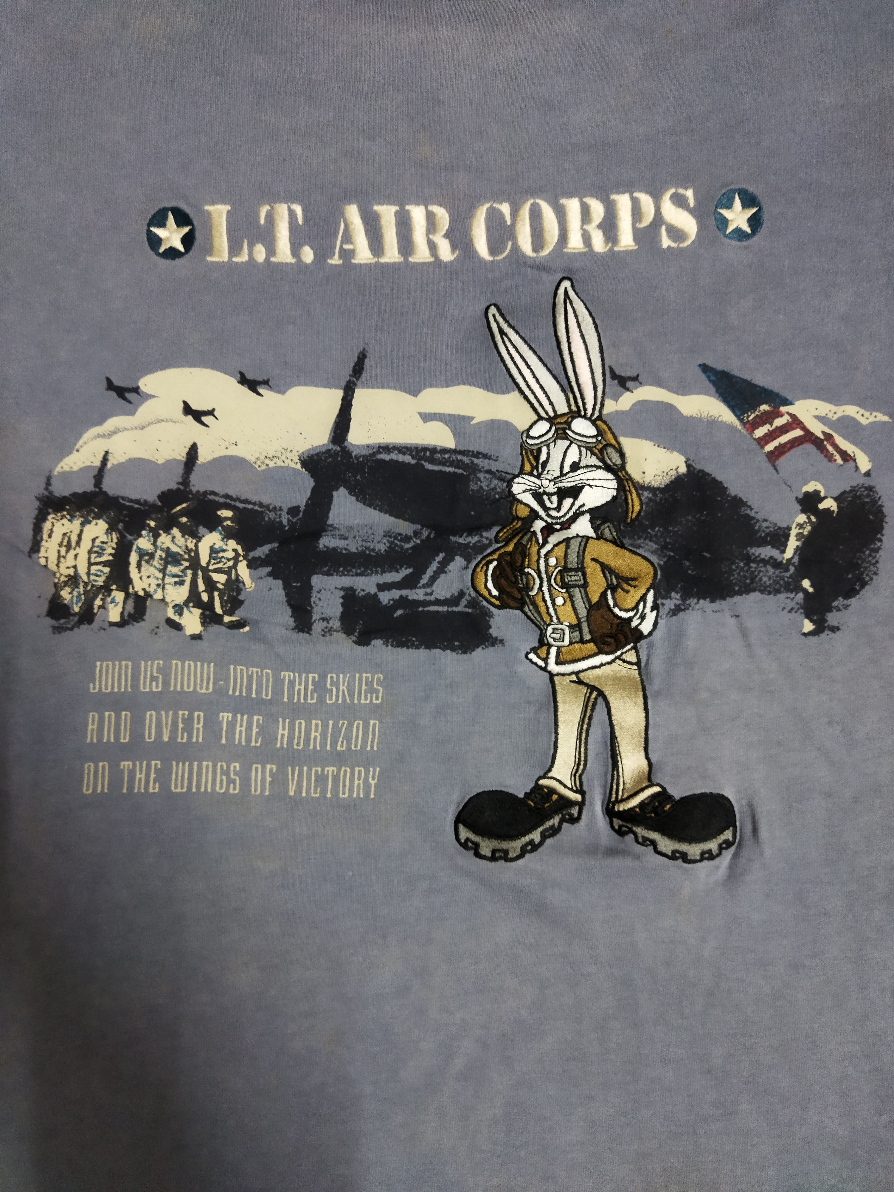 Vintage Vintage Looney Tunes LT Air Corps Bugs Bunny Embroidered Tee Size US XL / EU 56 / 4 - 2 Thumbnail