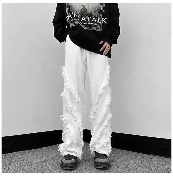 VIBE Men Solid Ragged Edge Straight Jeans Size US 32 / EU 48 - 1 Thumbnail