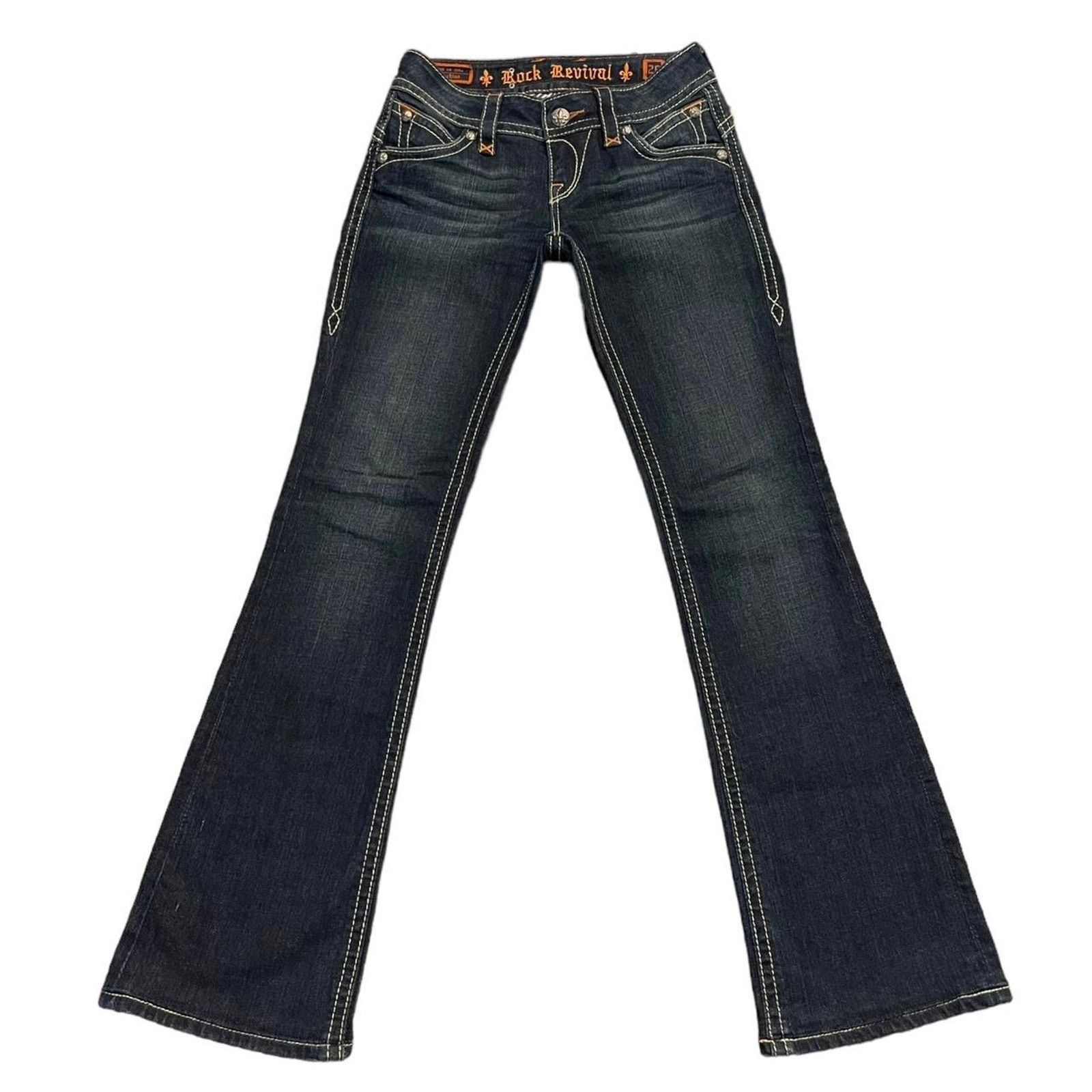 Rock Revival VTG Y2K Rock Revival bootcut jeans FLEUR DE LIS pockets 26 Size 26" / US 2 / IT 38 - 1 Thumbnail