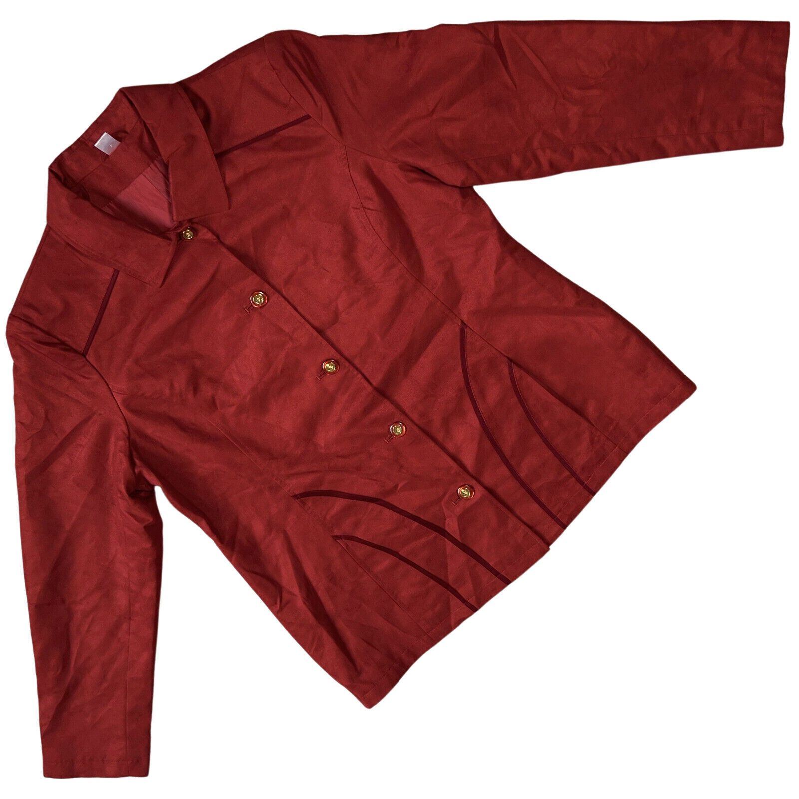 image of Vintage Sundazed (Germany) Microsuede Piping Shirt Jacket Burgundy in Red, Women's (Size XL)