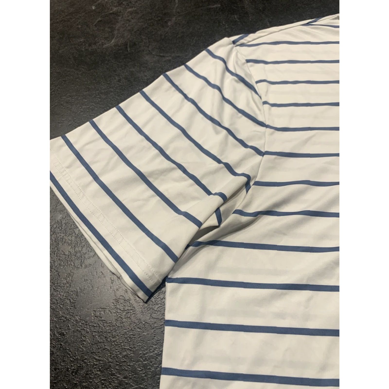 RLX Ralph Lauren VINTAGE RLX Ralph Lauren Polo Shirt Mens Large White Striped Golf Short Sleeve Poly Stretch Size US L / EU 52-54 / 3 - 5 Thumbnail