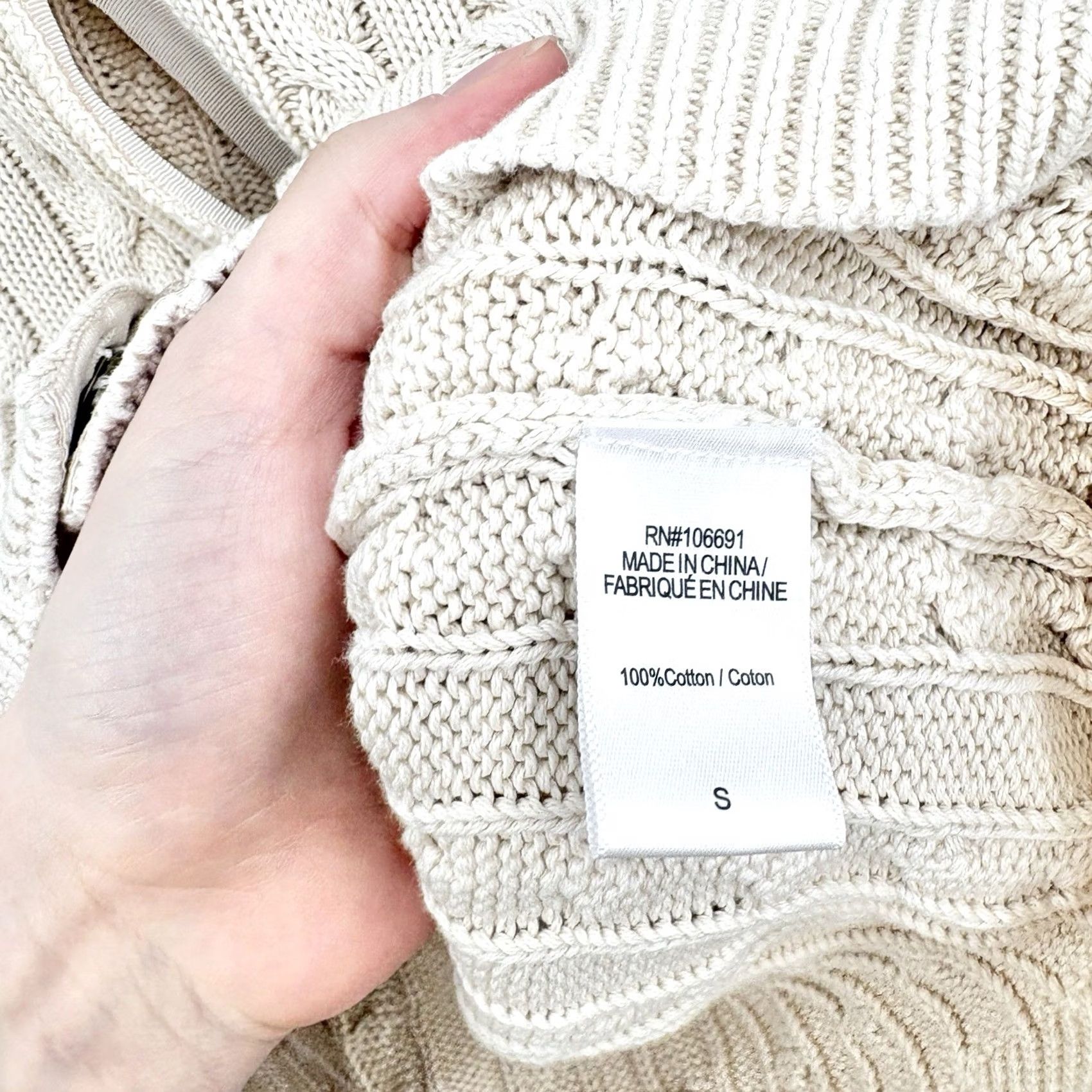 Young Fabulous & Broke Young Fabulous Broke Cable Knit Sweater Small Ivory Women Pullover V-Neck 100% Cotton Pockets Preppy Parisian Vintage No Size S / US 4 / IT 40 - 6 Thumbnail