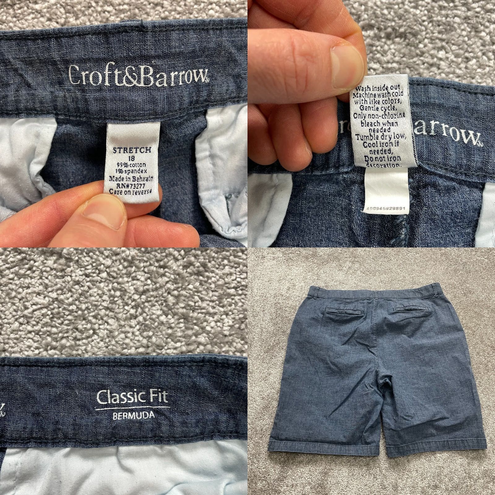 Croft & Barrow Croft & Barrow Bermuda Shorts womens 18 Blue Chambray Stretch Classic Fit 10" Inseam Casual, Workwear, Activewear, 90s USA Mens Womens Girls Size 25" / US 0 / IT 36 - 8 Thumbnail