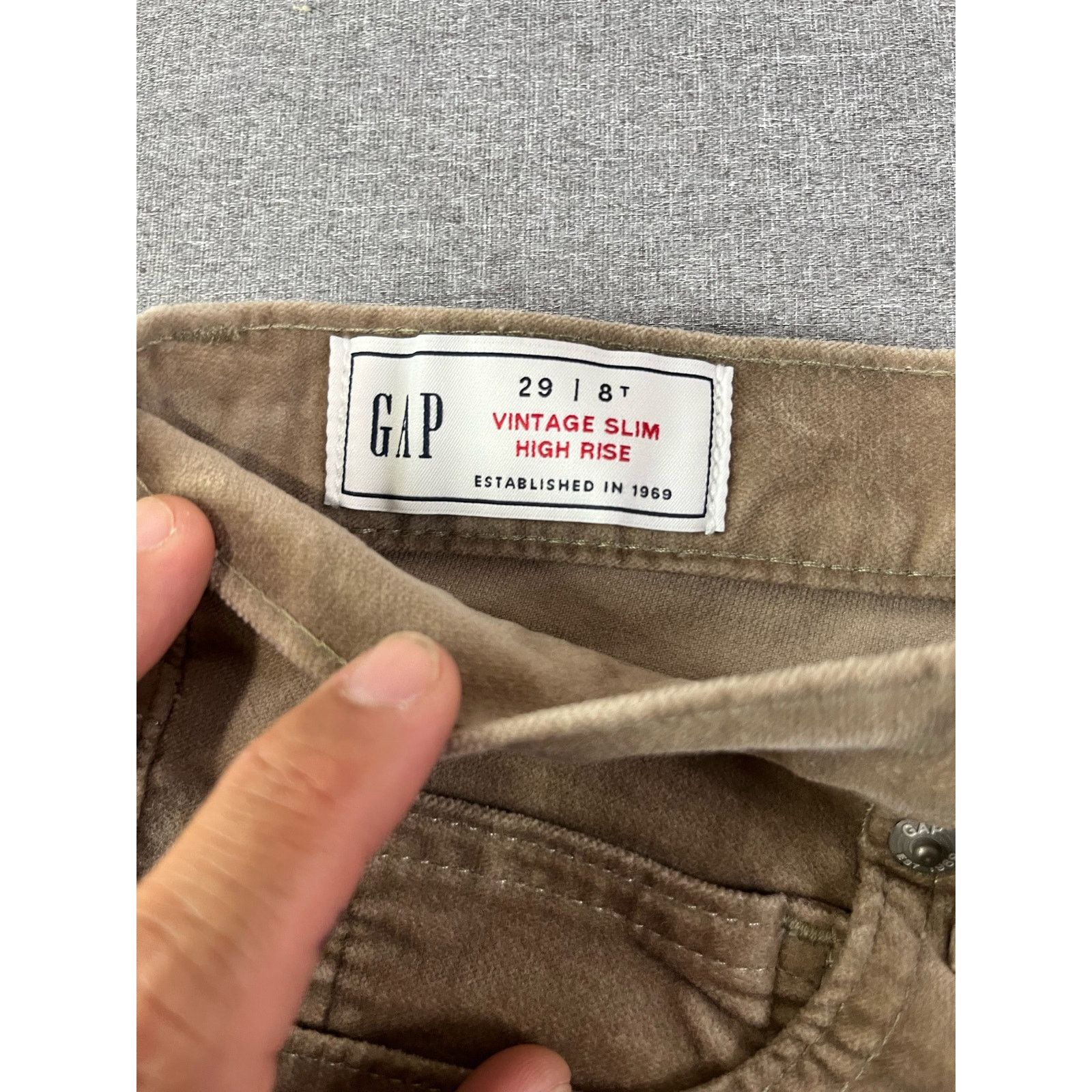 Gap Gap Wmens Vintage Slim High Rise Velour Pants Size 29/8 T Size 29" - 3 Thumbnail