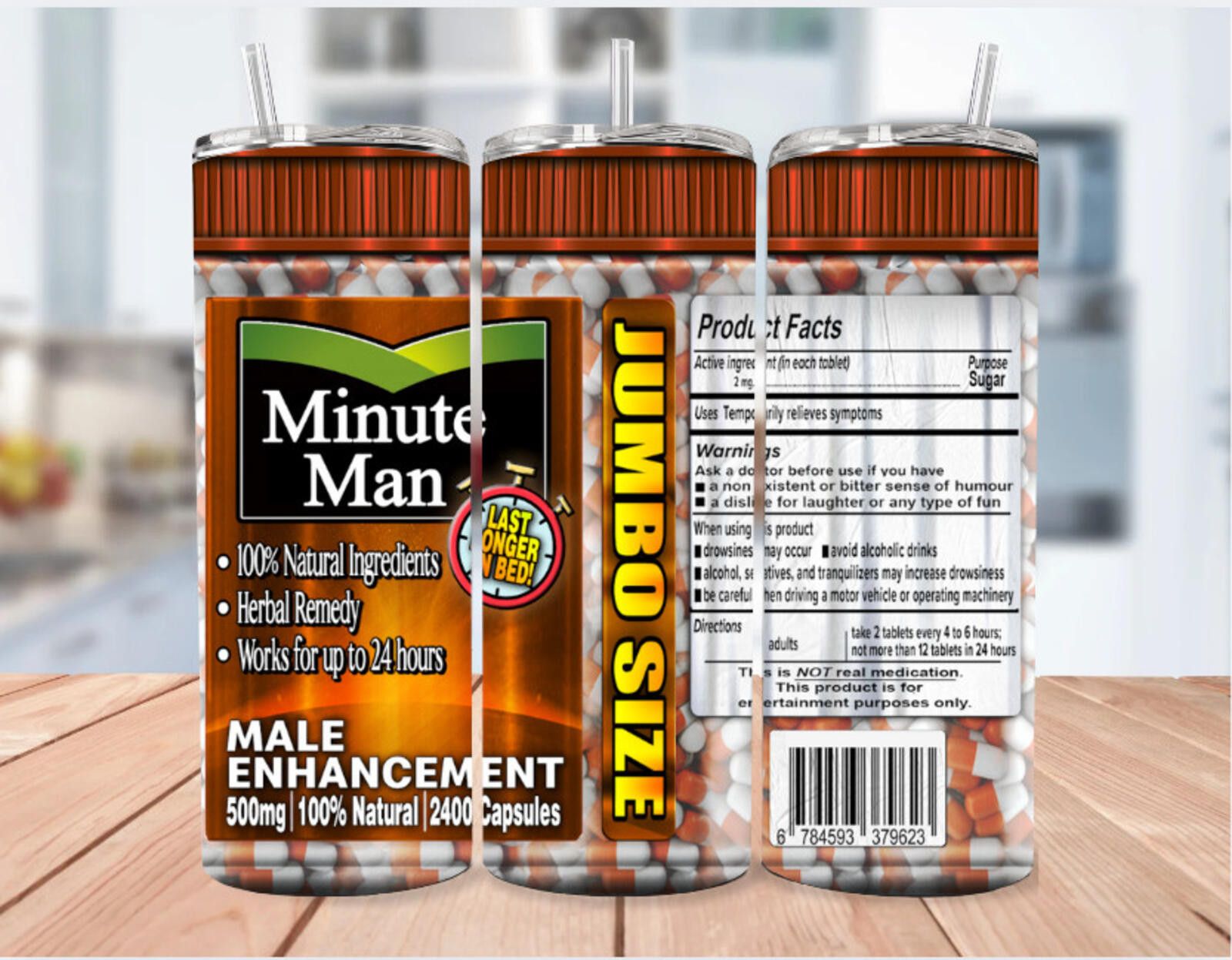 The Unbranded Brand Minute Man Pills Skinny Stainless Steel Tumbler 20 oz Size ONE SIZE - 1 Thumbnail