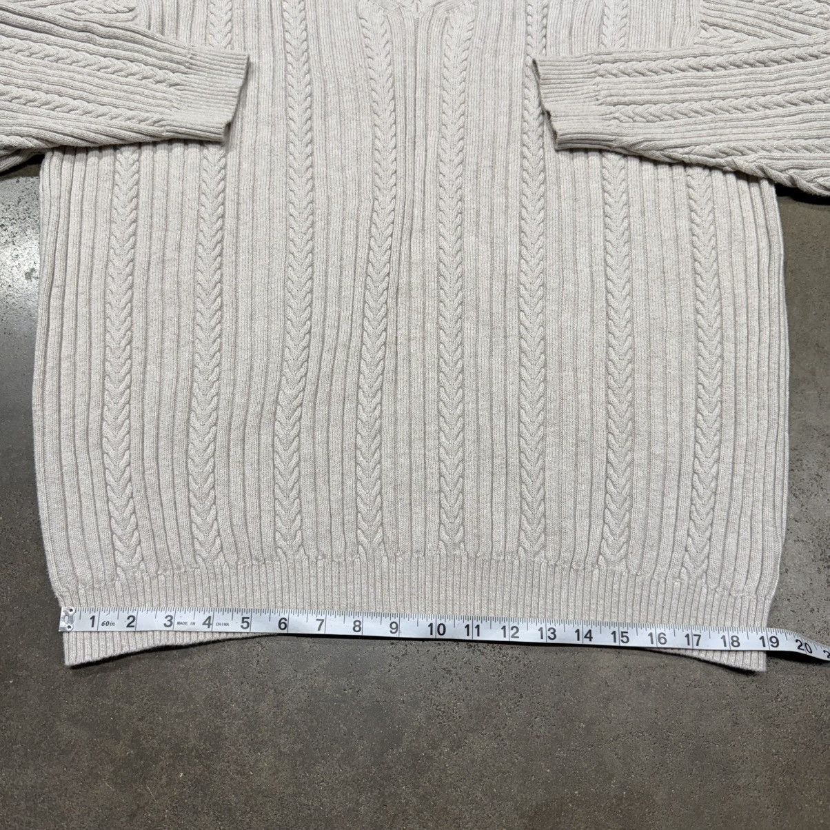 Izod Vintage IZOD V-Neck Cable Knit Sweater Ivory Preppy Size US XL / EU 56 / 4 - 8 Thumbnail