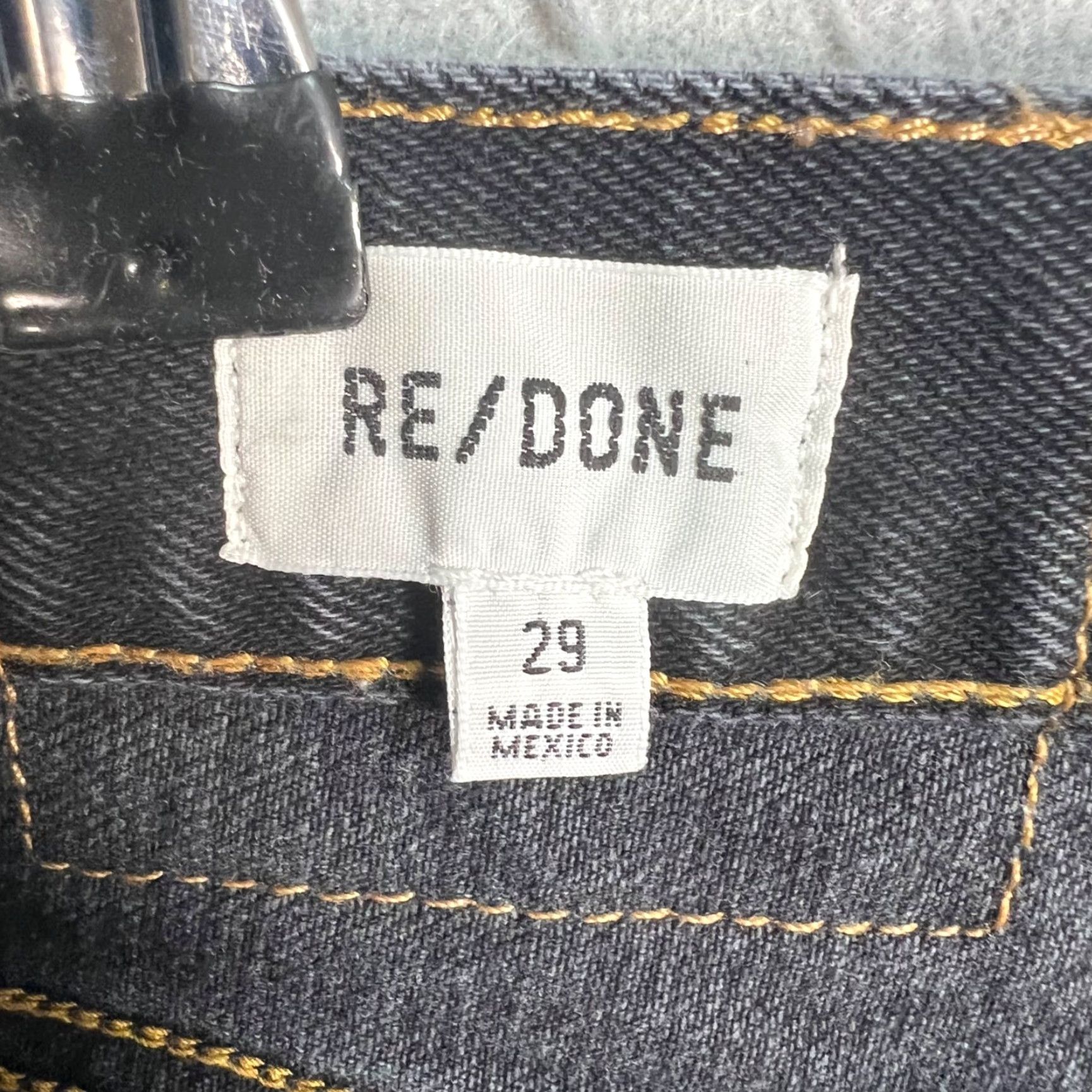 RE/DONE VINTAGE? No, Re/Done Mens 29 Straight Jeans Black Cotton Denim 5-Pocket Regular Inseam 26" Mid Rise Mens Size 29 Black Denim Jeans Size US 29 - 3 Thumbnail