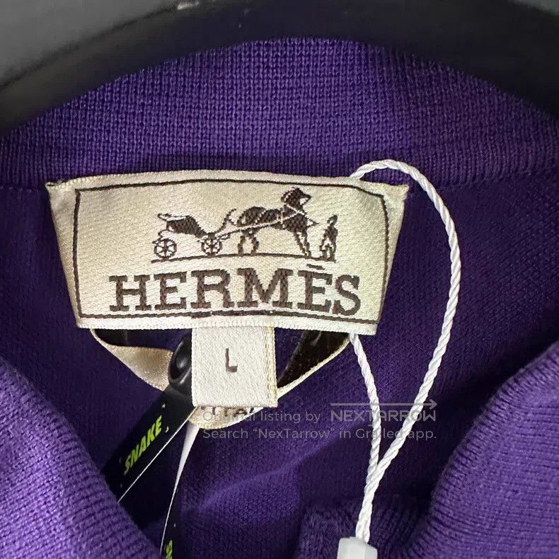 Hermes Hermes Solid Color Slim Fit Mesh Short Sleeve Polo Shirt, Size US L / EU 52-54 / 3 - 3 Thumbnail