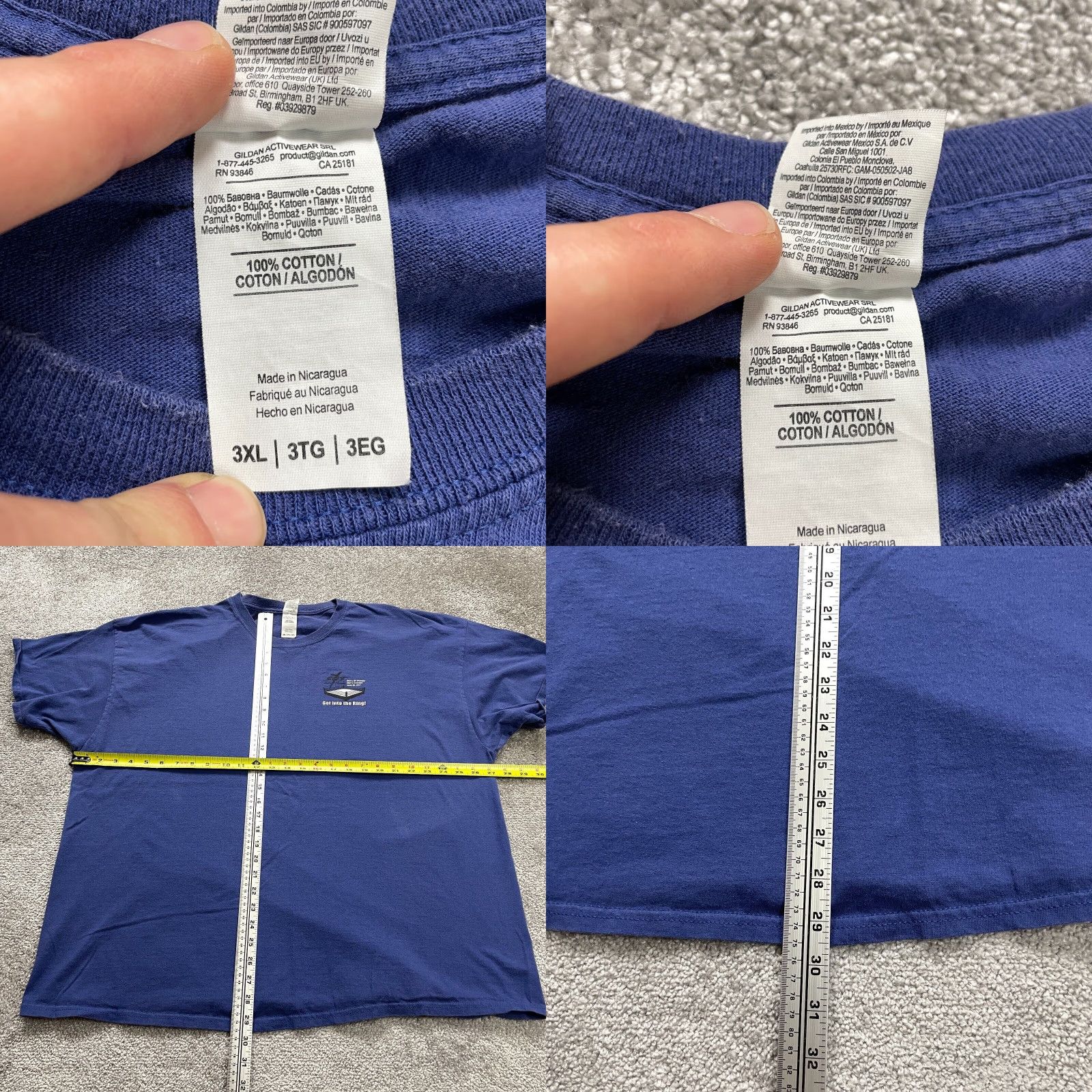 Gildan Gildan Ultra Cotton T-Shirt Men 3XL Solid Blue Short Sleeve Crew Neck Casual Shirt Size US XXL / EU 58 / 5 - 8 Thumbnail