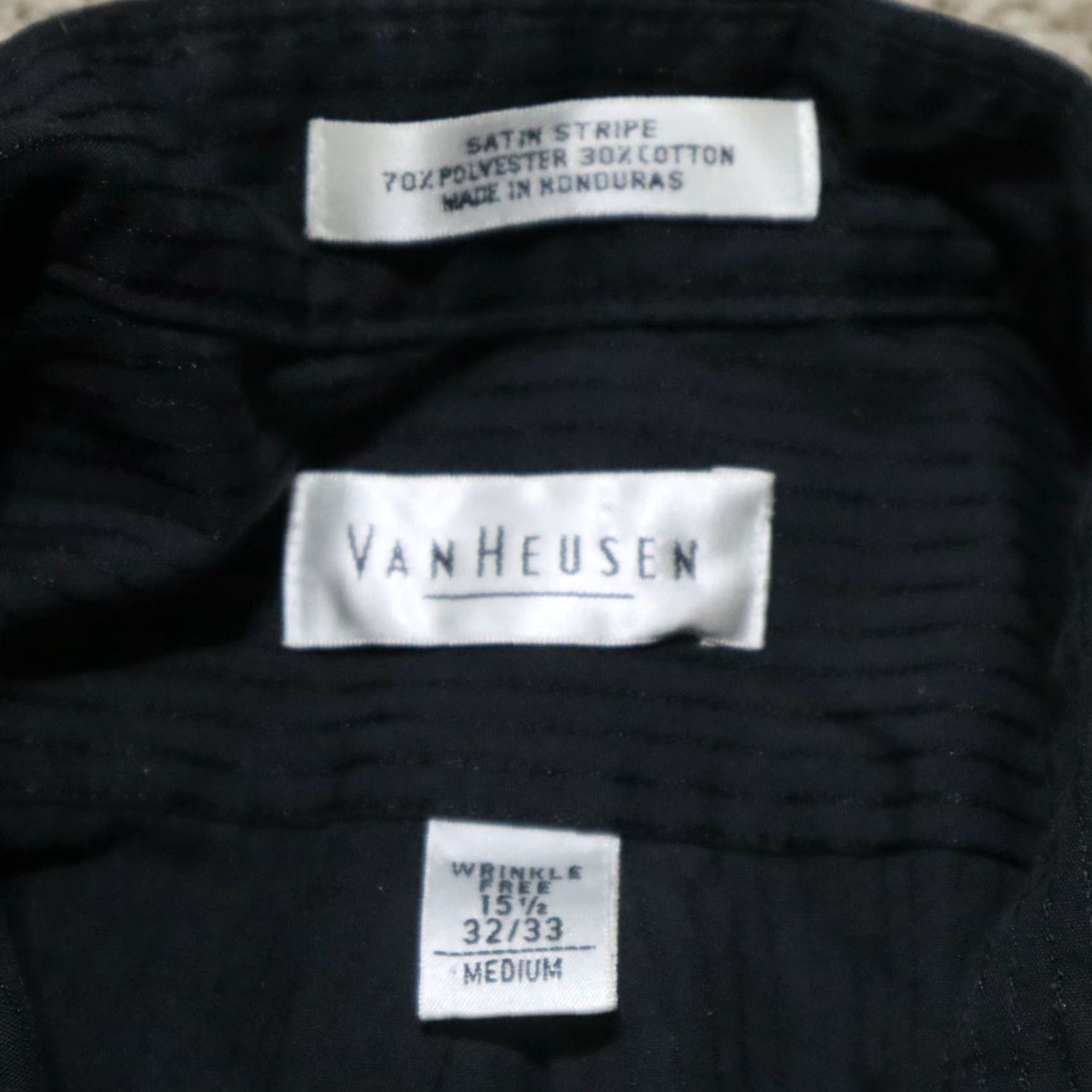 Van Heusen Van Heusen Black Stripe Dress Button Down Shirt Men's Size Medium 15-15.5 32/33 Size 40R - 3 Thumbnail