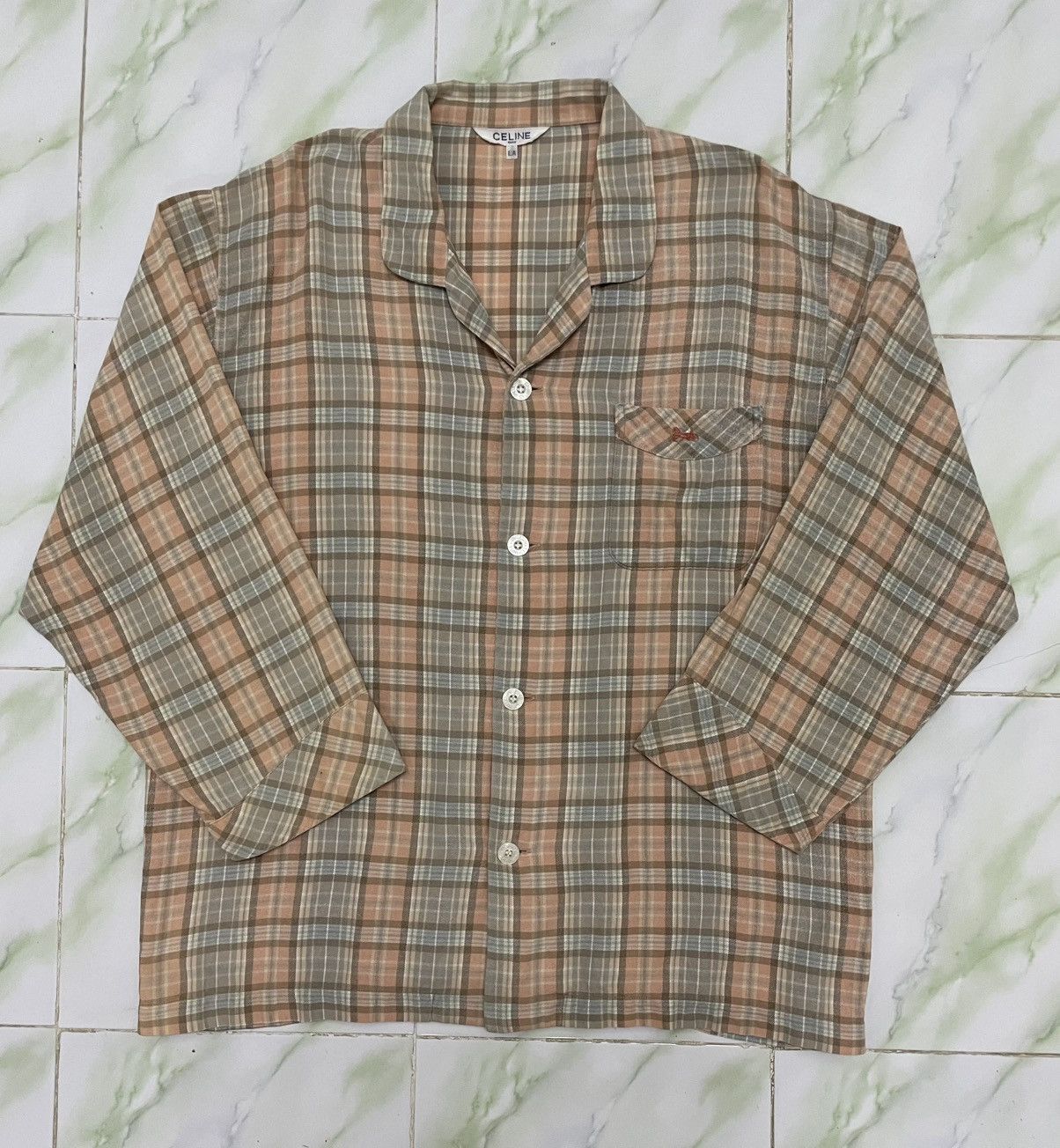 Celine Celine pajama Checked Button Up Shirt Size US L / EU 52-54 / 3 - 6 Thumbnail