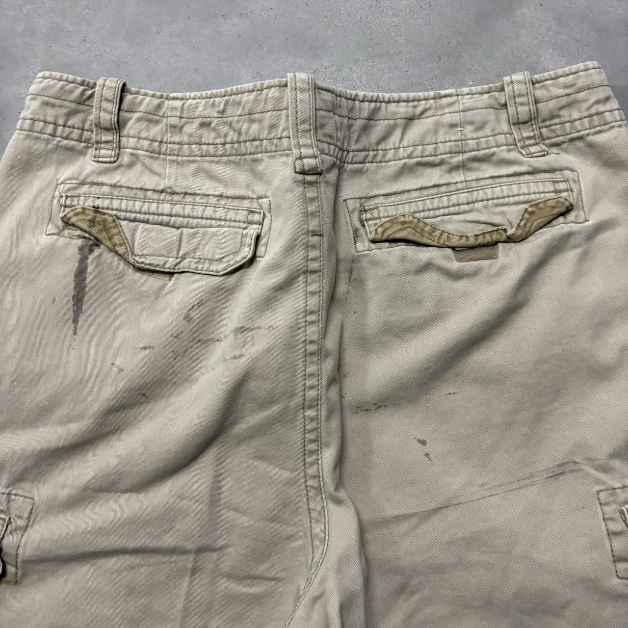 Japanese Brand × Vintage Crazy Vintage Y2K/2000s Baggy Cream Skater Style Cargo Shorts! Size US 38 / EU 54 - 7 Thumbnail
