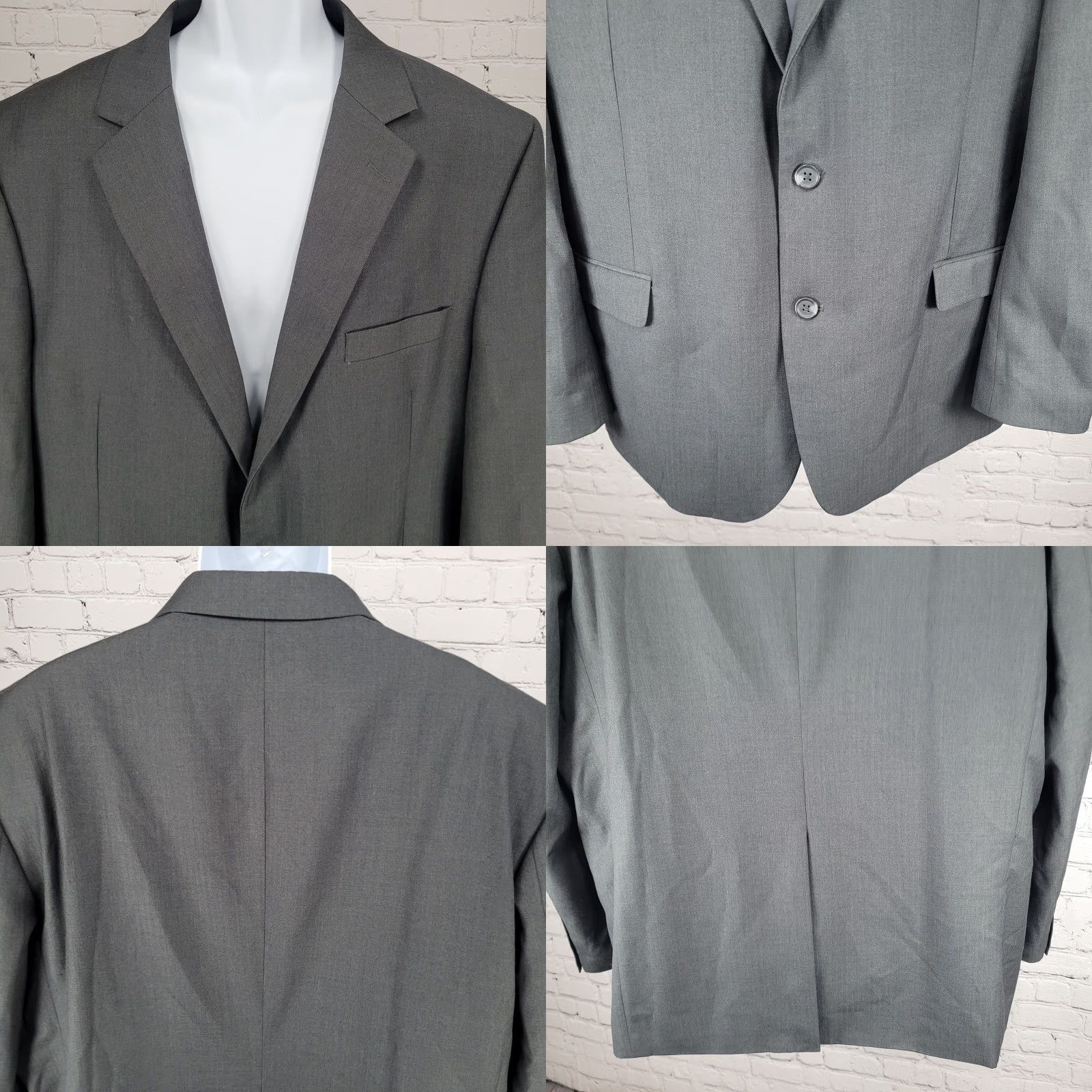 Van Heusen Van Heusen Blazer Suit Jacket Sport Coat 48R Grey 2 Button Single Vented Notch 4-Button Sleeve Men Size 48R - 8 Thumbnail
