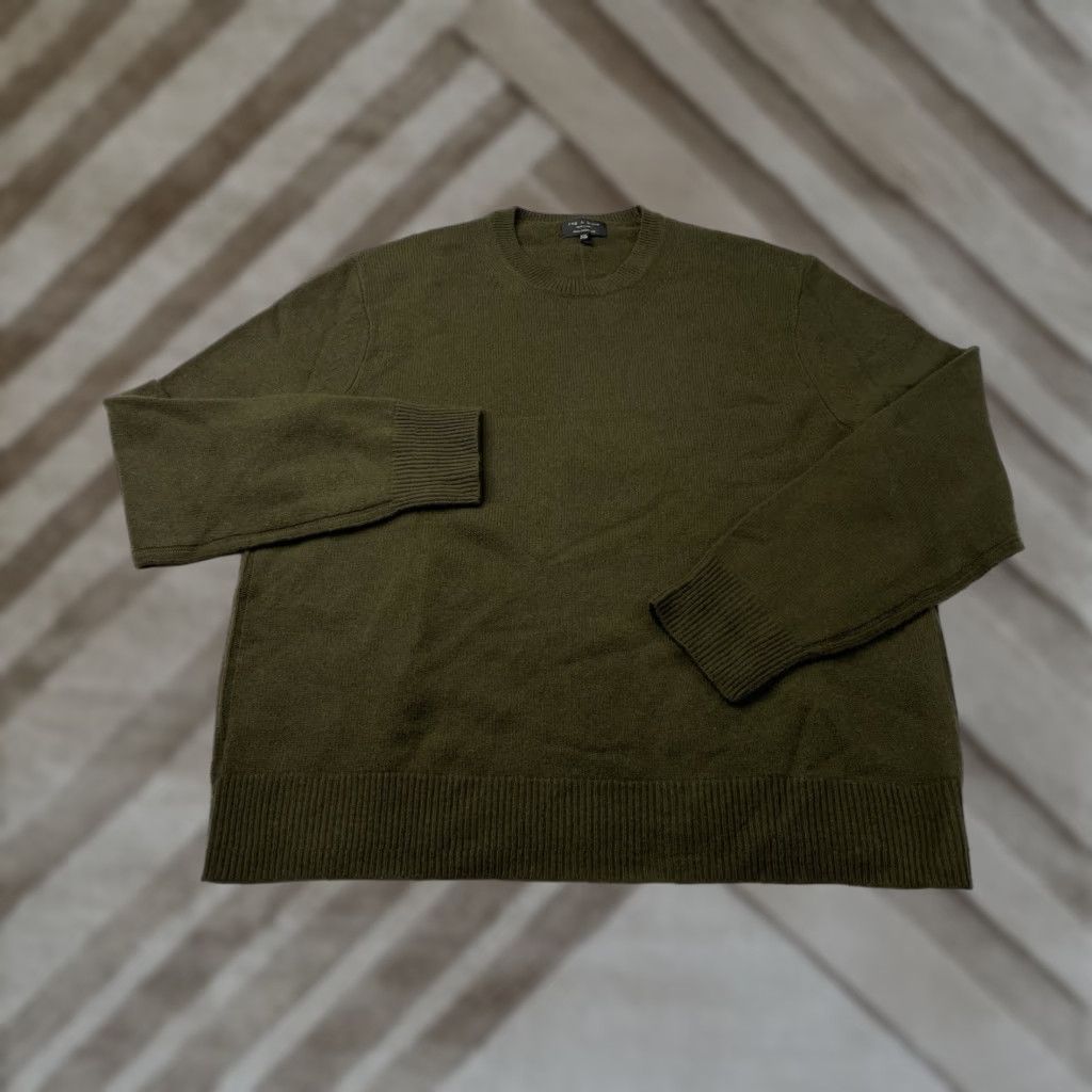 Rag & Bone rag & bone Sweater Mens 2XL Crew Neck Pullover Knit Cashmere Green 100% Rag & bone Regular Knit Preppy Casual Business Travel Golf Walking Mens Size US XXL / EU 58 / 5 - 1 Thumbnail