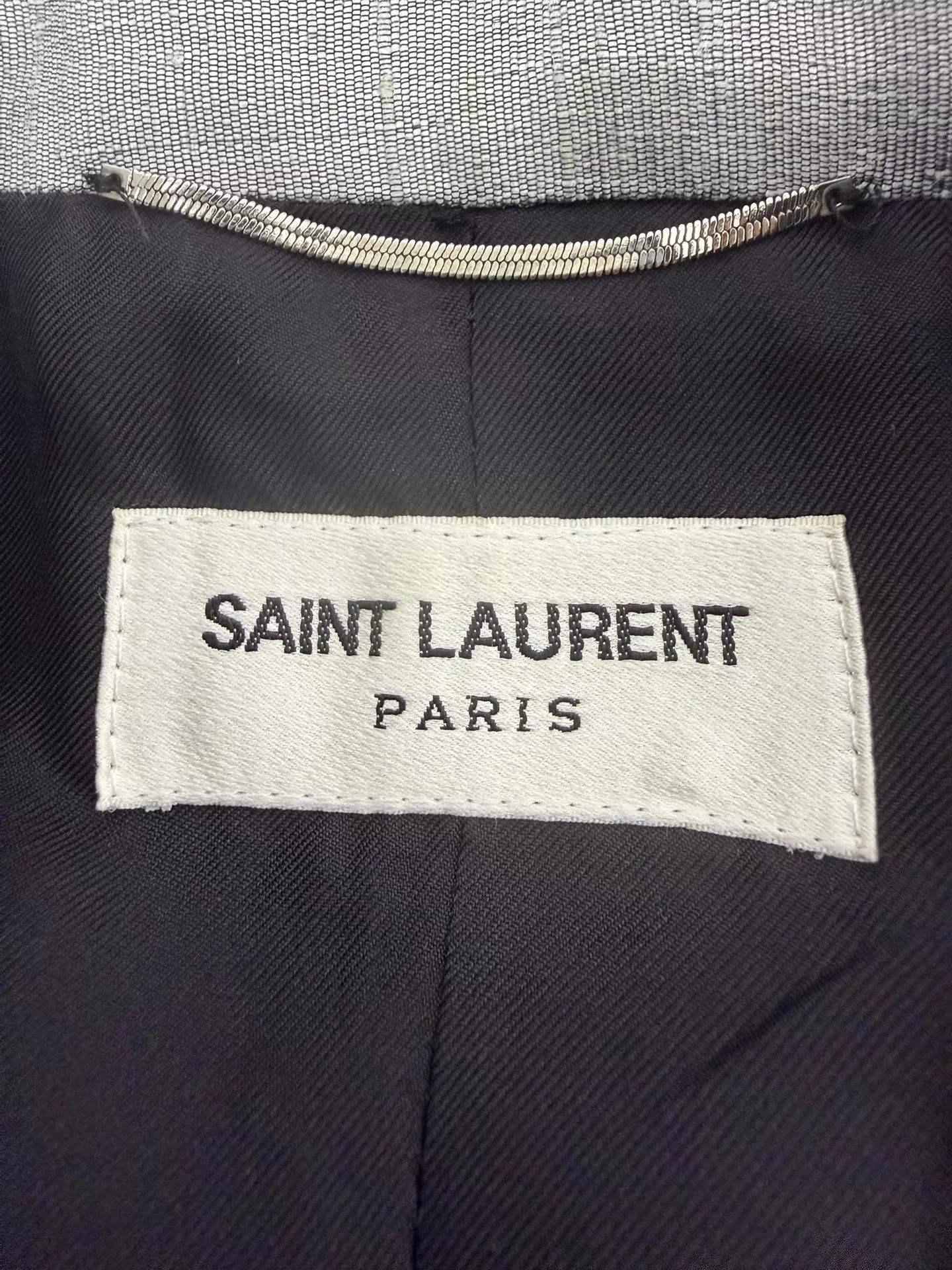Saint Laurent Paris YSL 22ss Gray 44 Hand-Destroyed Shark Collar Blazer Size 44R - 4 Thumbnail