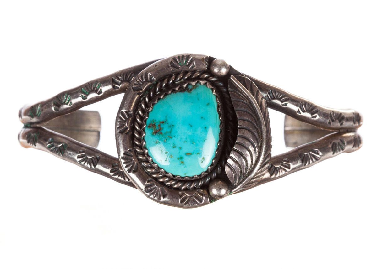 Designer Sterling Silver Turquoise Nugget Cuff Bracelet Size ONE SIZE - 1 Thumbnail