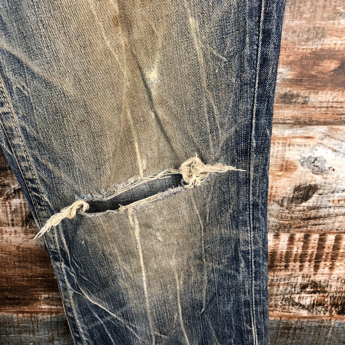Levi's Levis 502 Blue faded ripped vintage jeans Denim Pants #A2608 Size US 33 - 10 Thumbnail