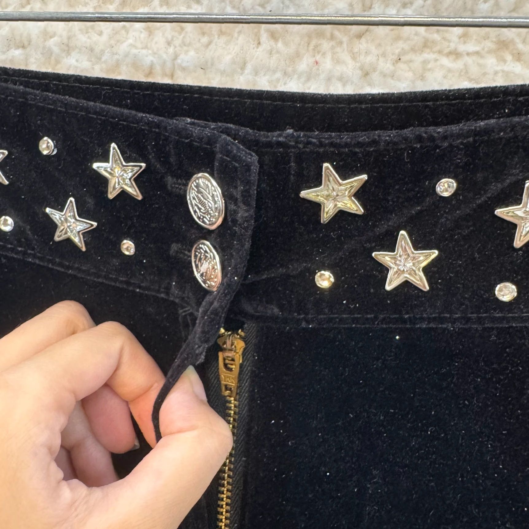 Vintage VINTAGE 90s Y2K Serious Flare Pants Black 2 4 25 Sparkle Glitter Star Rave Club Festival Girls Womens Mens Size 26" / US 2 / IT 38 - 5 Thumbnail