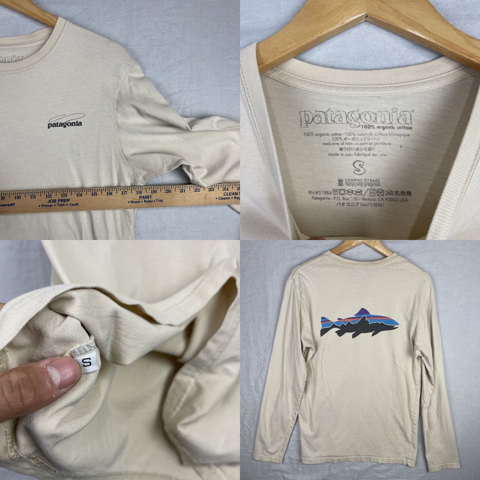 Patagonia Patagonia Shirt Mens Small Beige Long Sleeve Fitz Roy Trout Graphic Made In USA Size US S / EU 44-46 / 1 - 8 Thumbnail