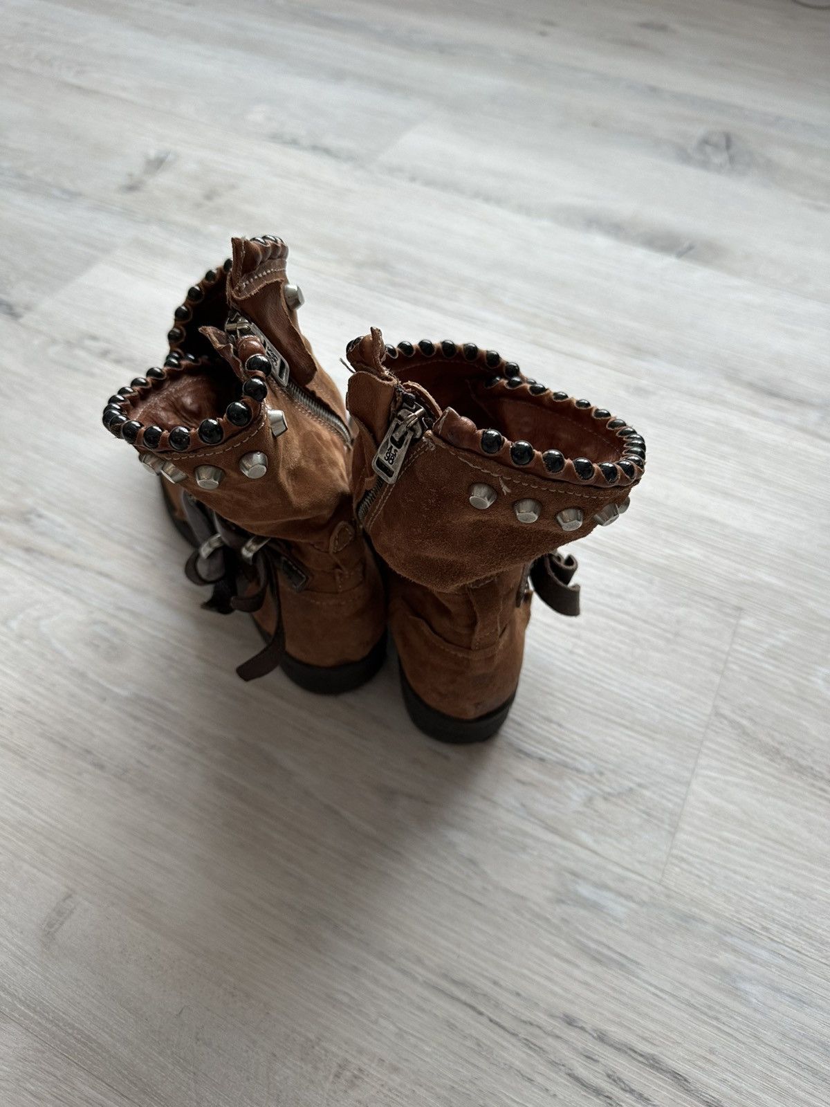 If Six Was Nine Vintage Italian AS 98 Rick Owens Style Leather Biker Boots Size US 7 / IT 37 - 8 Thumbnail