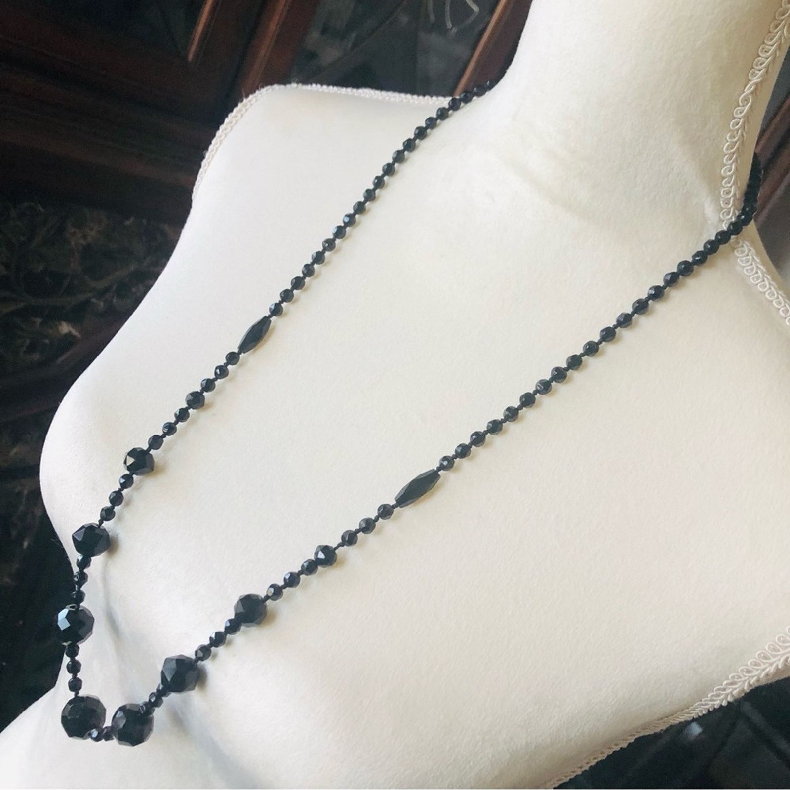 Vintage Vintage faceted jet black glass crystal necklace Size ONE SIZE - 5 Thumbnail