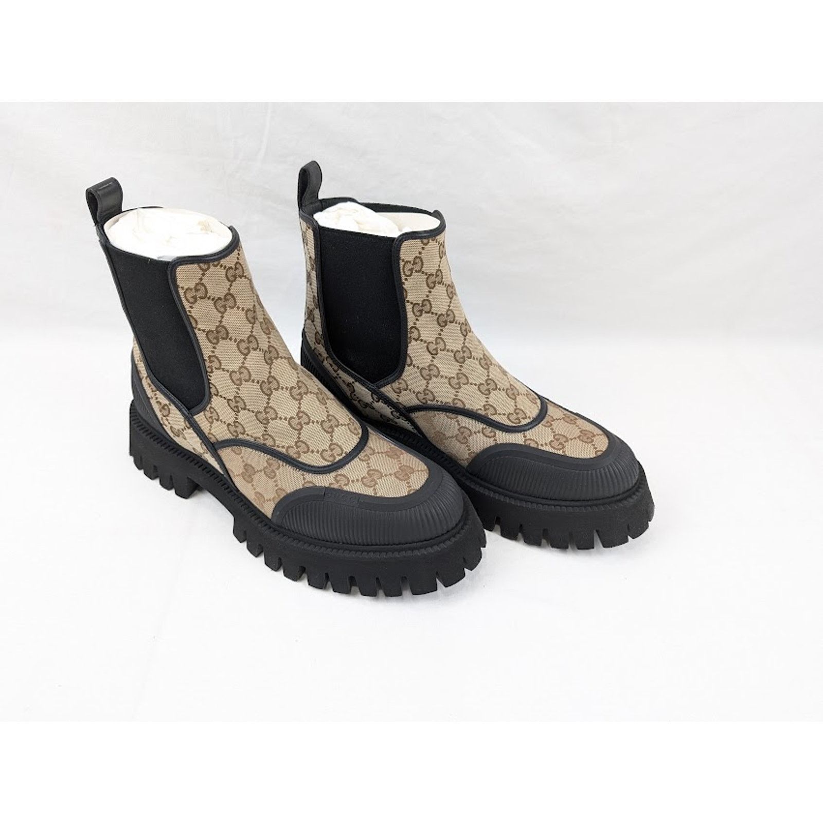 Gucci o1rshd1 Novo GG Canvas Chelsea Boots in Beige/Ebony Size US 11.5 / EU 44-45 - 11 Thumbnail