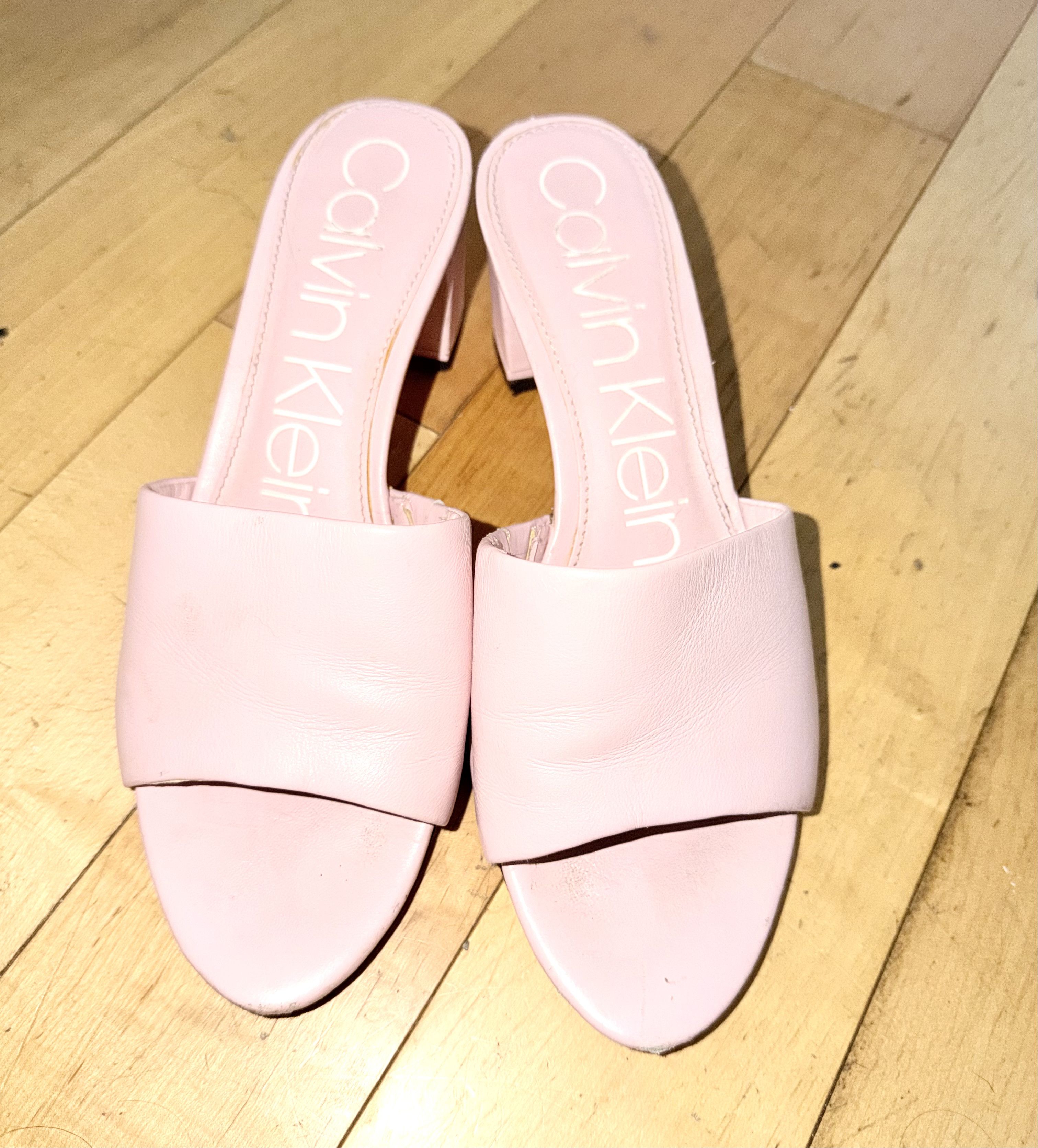 Calvin Klein Calvin Klein 'Noelly' Pink Leather Mule Sandal Heel Size US 8 / IT 38 - 1 Thumbnail