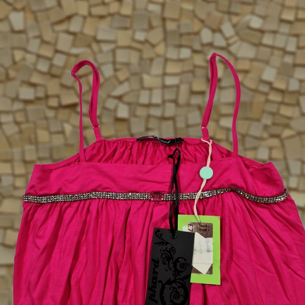 Pinko Phard Womens Top Pink Medium Sleeveless Embellished Blouse Camisole Shirt Dressy City Elegant Rhinestone Spaghetti Strap Pull On Jersey 95% Visco… Size M / US 6-8 / IT 42-44 - 1 Thumbnail